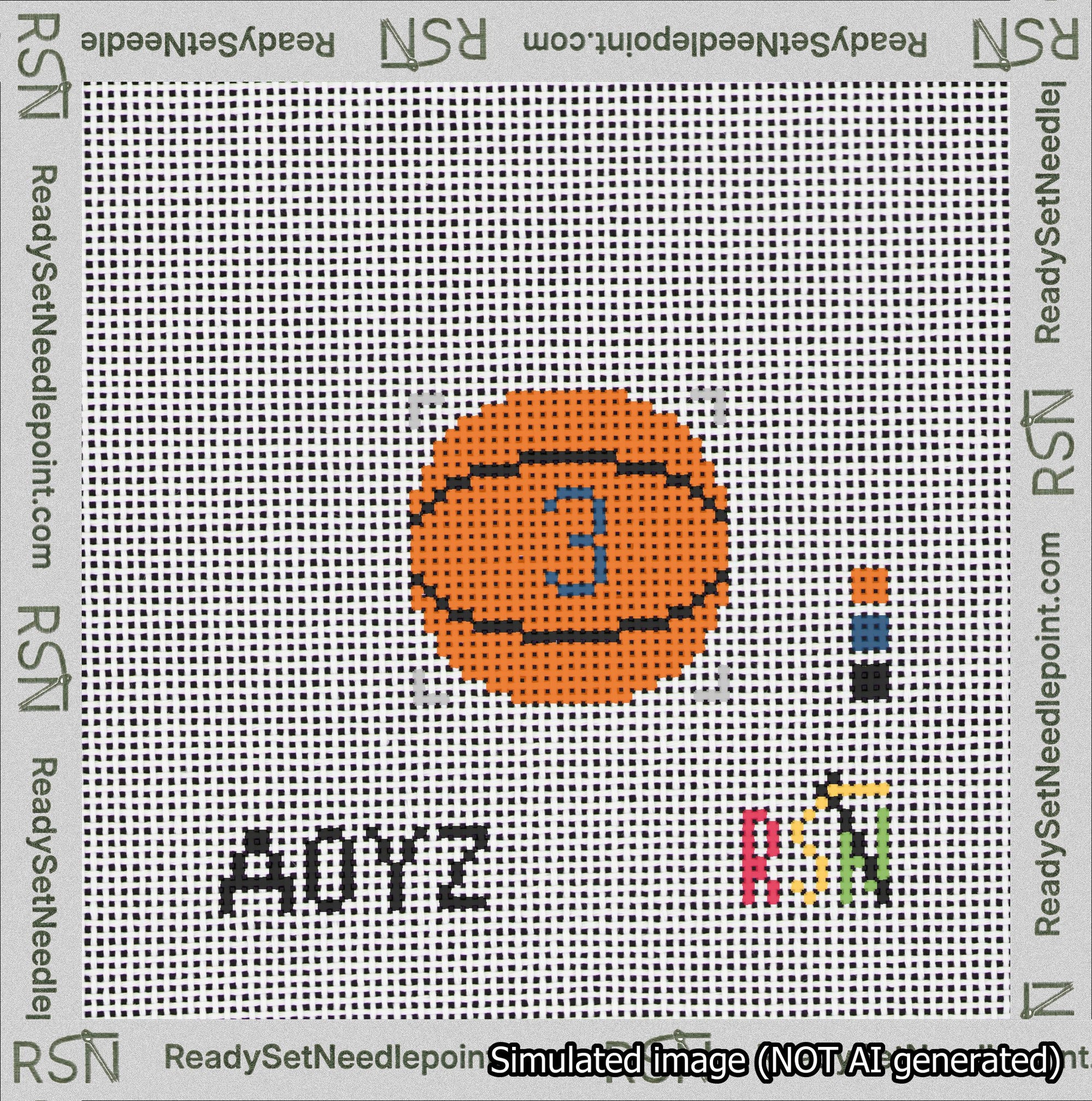 Basketball Bag Charm Blue 0-49 Needlepoint Canvas Design