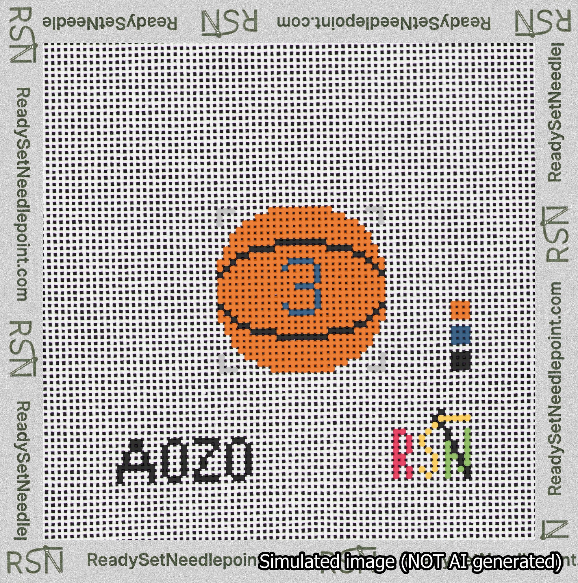 Basketball Bag Charm Blue 0-49 Needlepoint Canvas Design