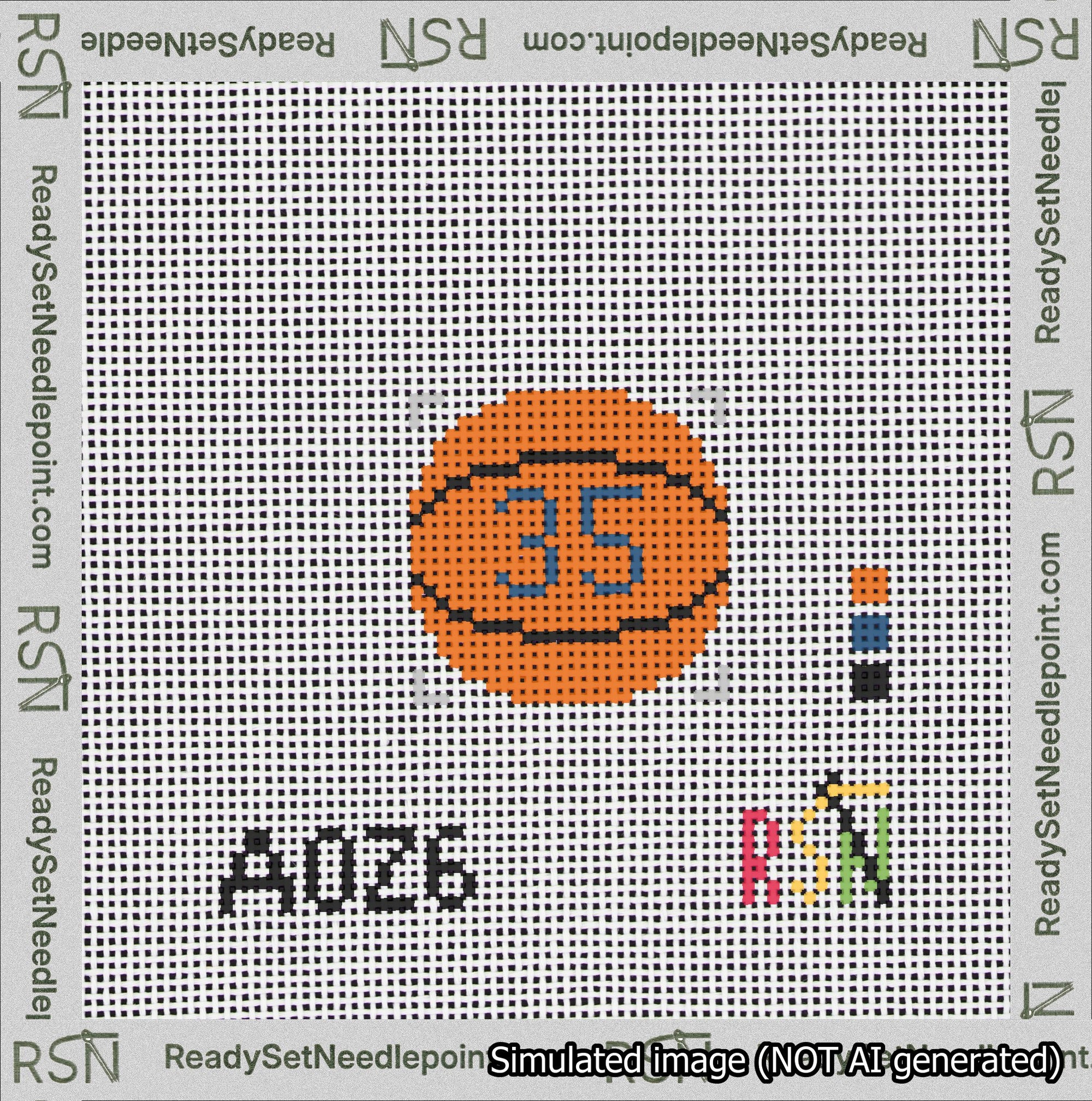 Basketball Bag Charm Blue 0-49 Needlepoint Canvas Design