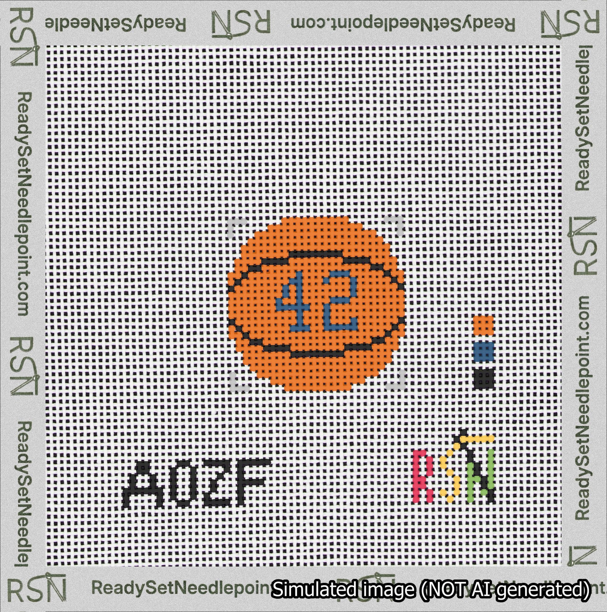 Basketball Bag Charm Blue 0-49 Needlepoint Canvas Design