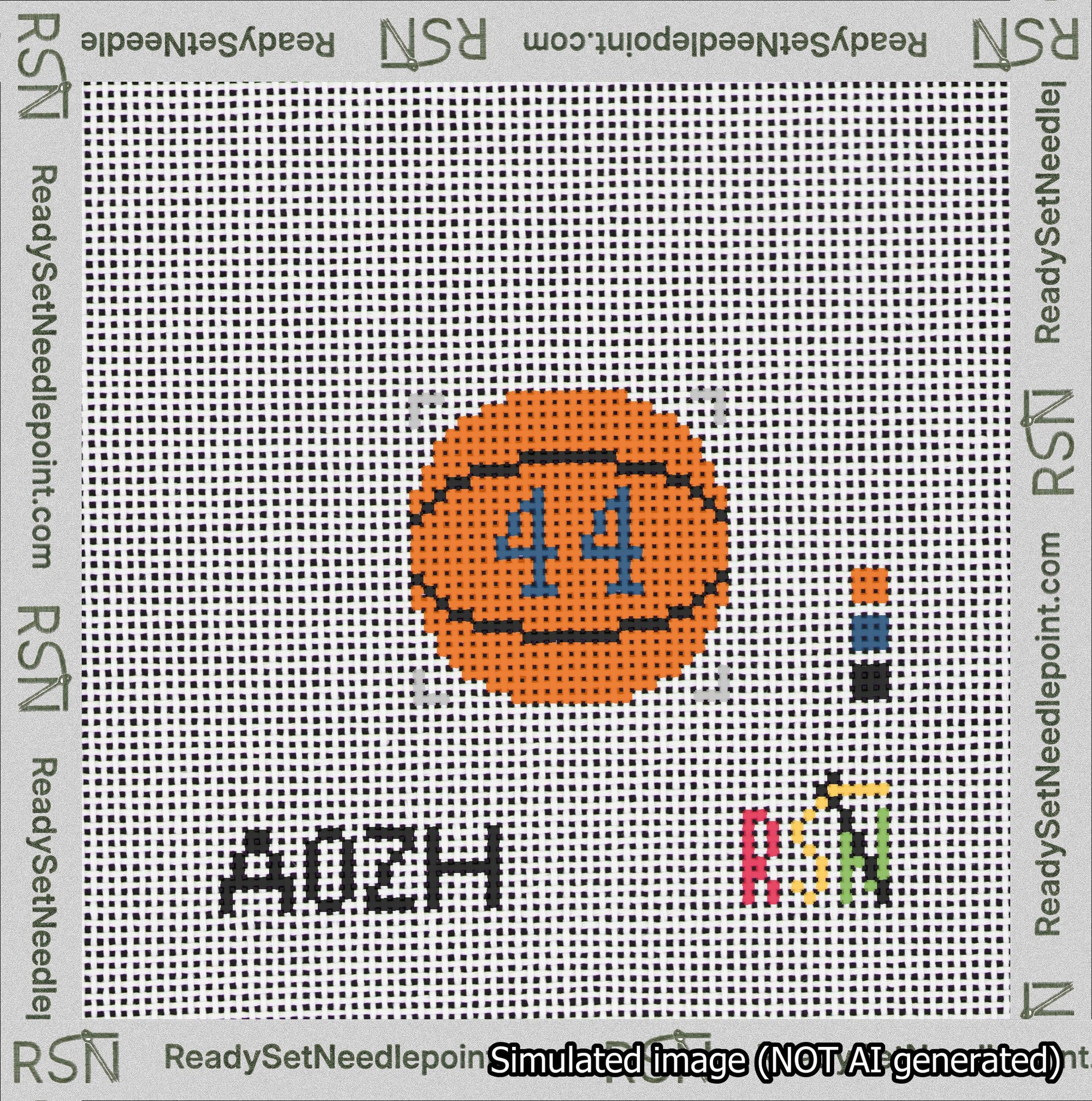 Basketball Bag Charm Blue 0-49 Needlepoint Canvas Design