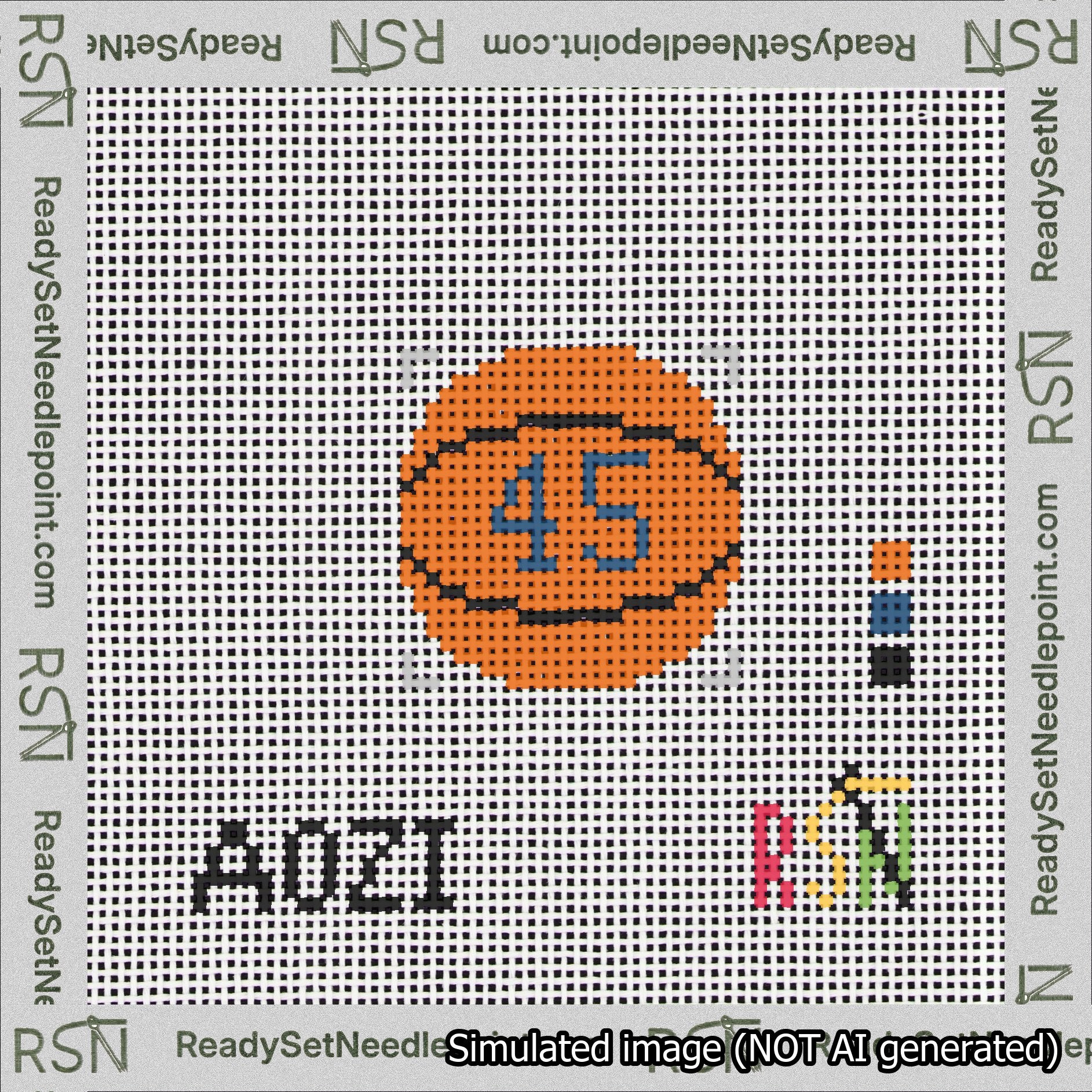 Basketball Bag Charm Blue 0-49 Needlepoint Canvas Design
