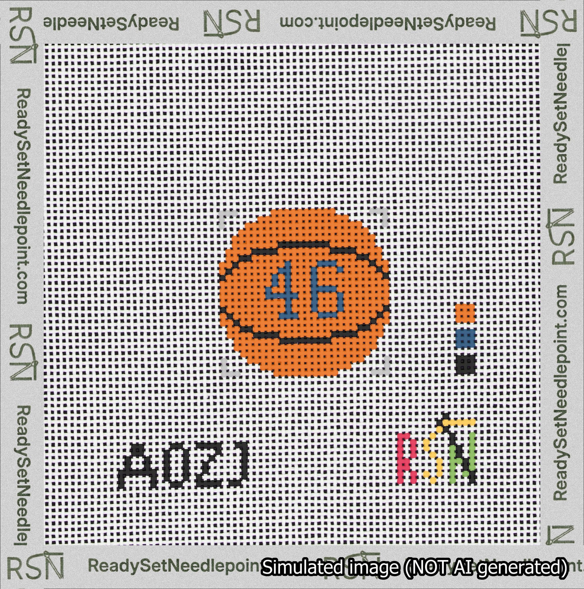 Basketball Bag Charm Blue 0-49 Needlepoint Canvas Design