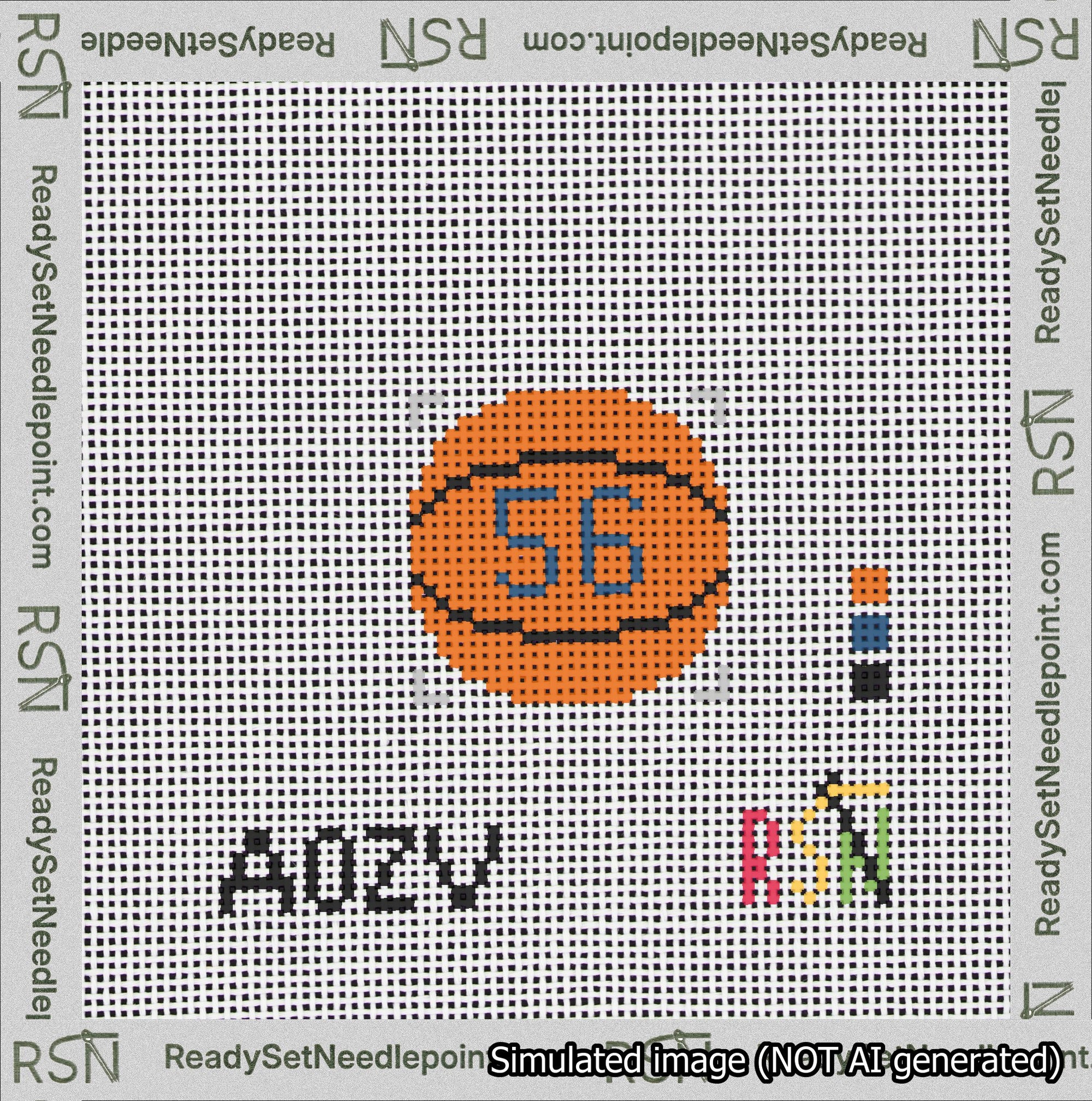 Basketball Bag Charm Blue 50-99 Needlepoint Canvas Design