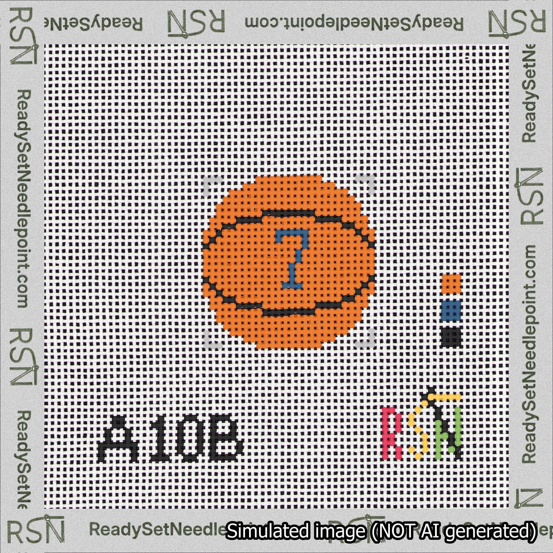 Basketball Bag Charm Blue 0-49 Needlepoint Canvas Design