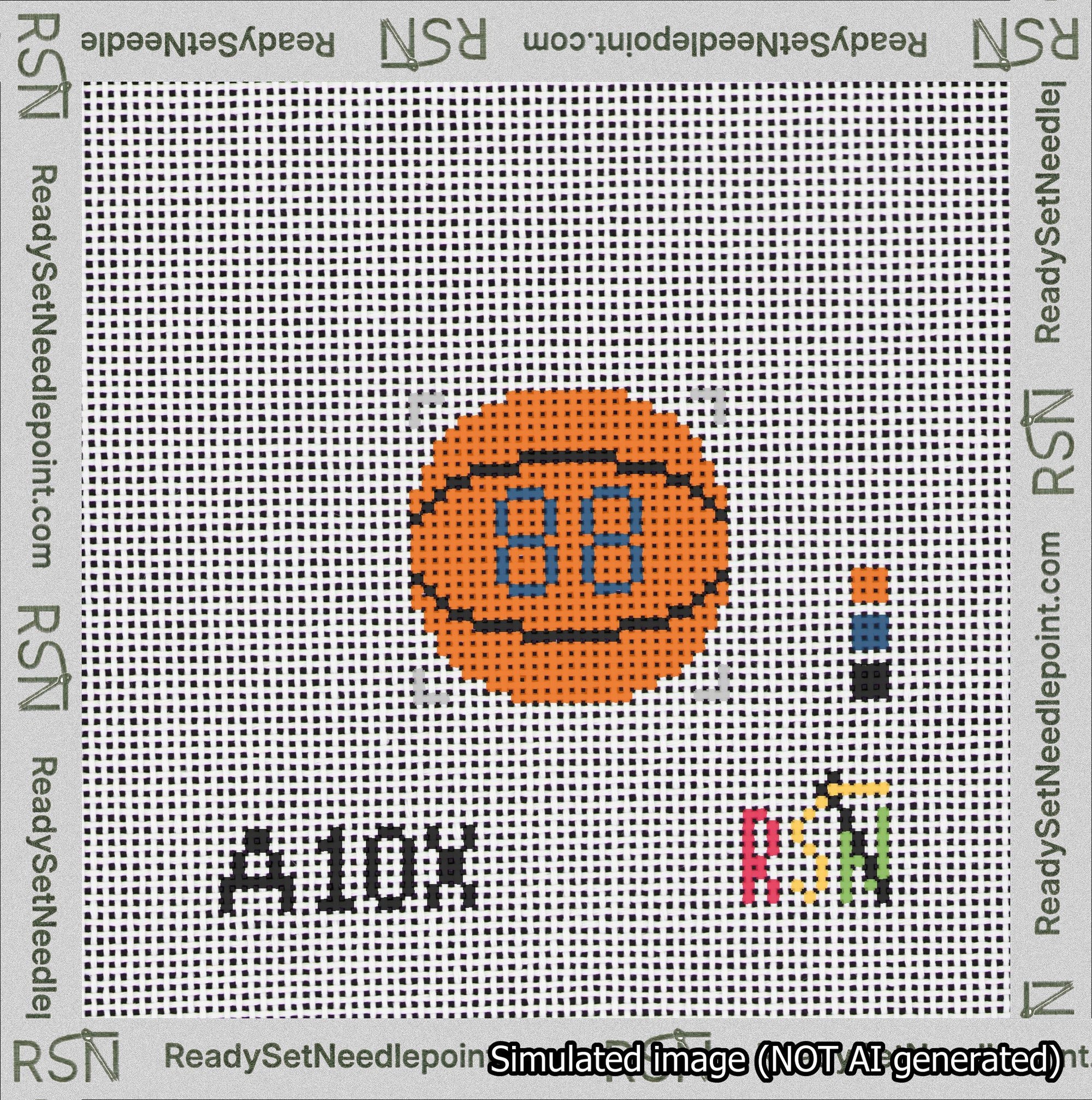 Basketball Bag Charm Blue 50-99 Needlepoint Canvas Design