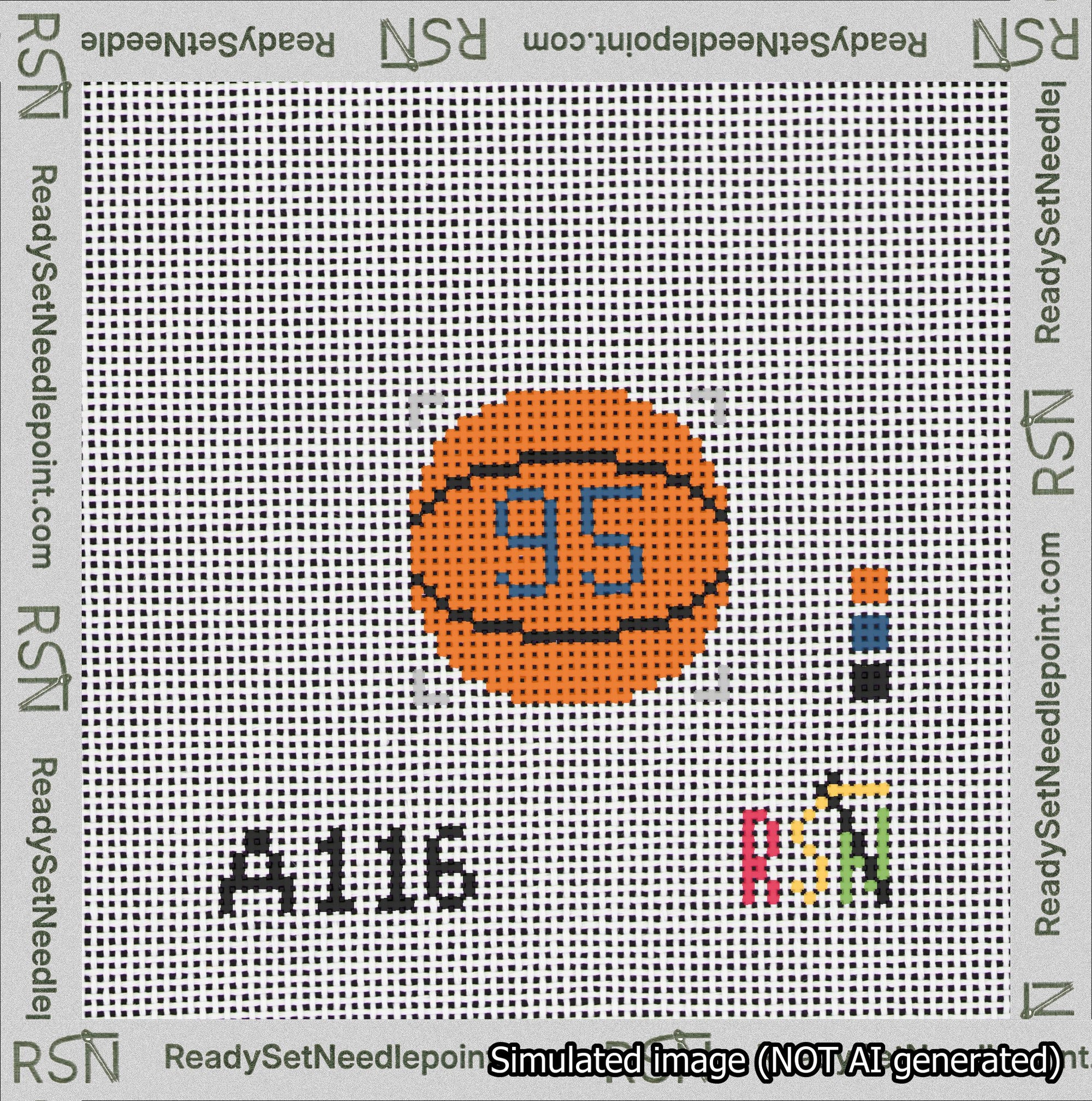 Basketball Bag Charm Blue 50-99 Needlepoint Canvas Design