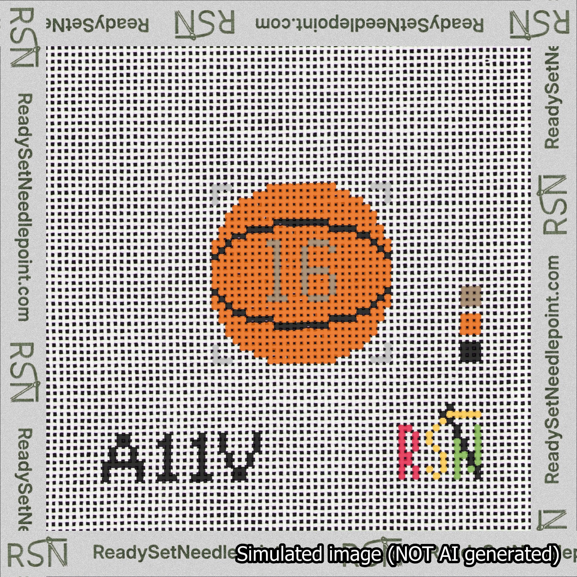 Basketball Bag Charm Brown 0-49 Needlepoint Canvas Design
