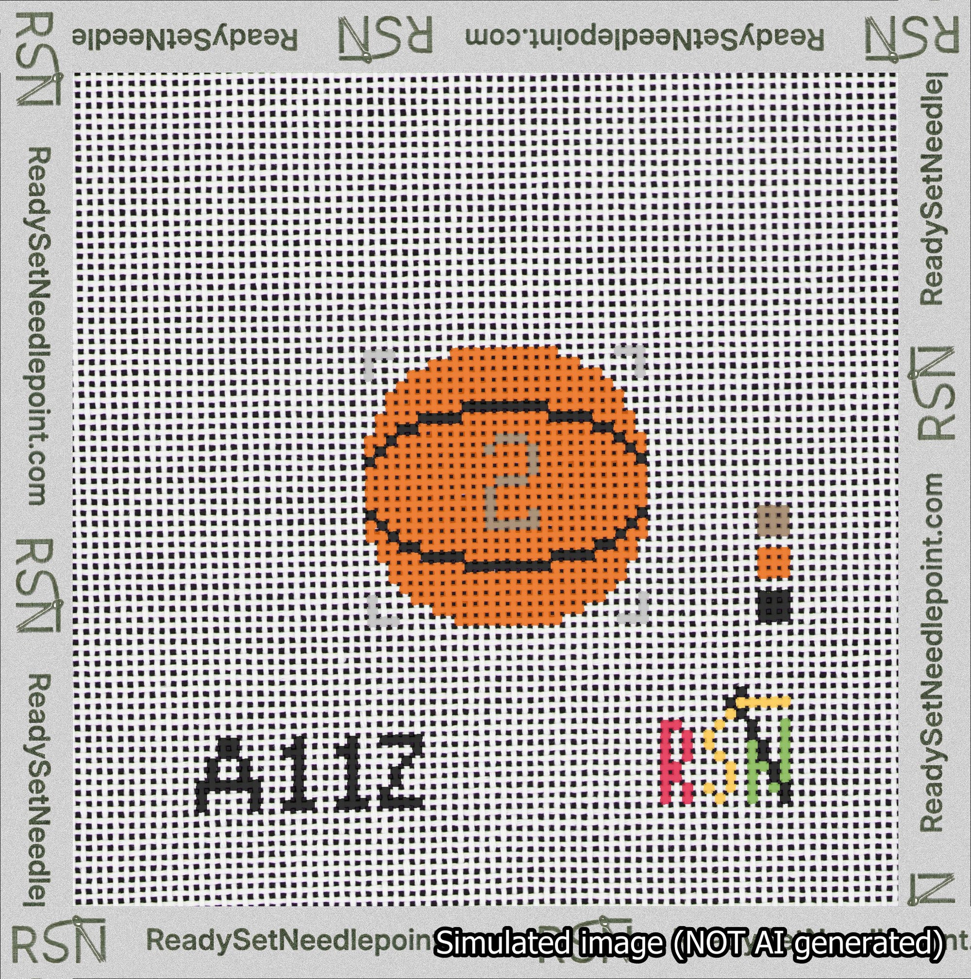 Basketball Bag Charm Brown 0-49 Needlepoint Canvas Design