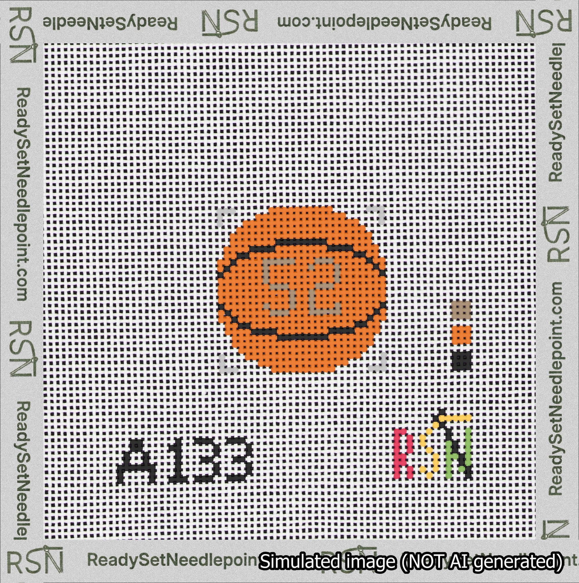 Basketball Bag Charm Brown 50-99 Needlepoint Canvas Design