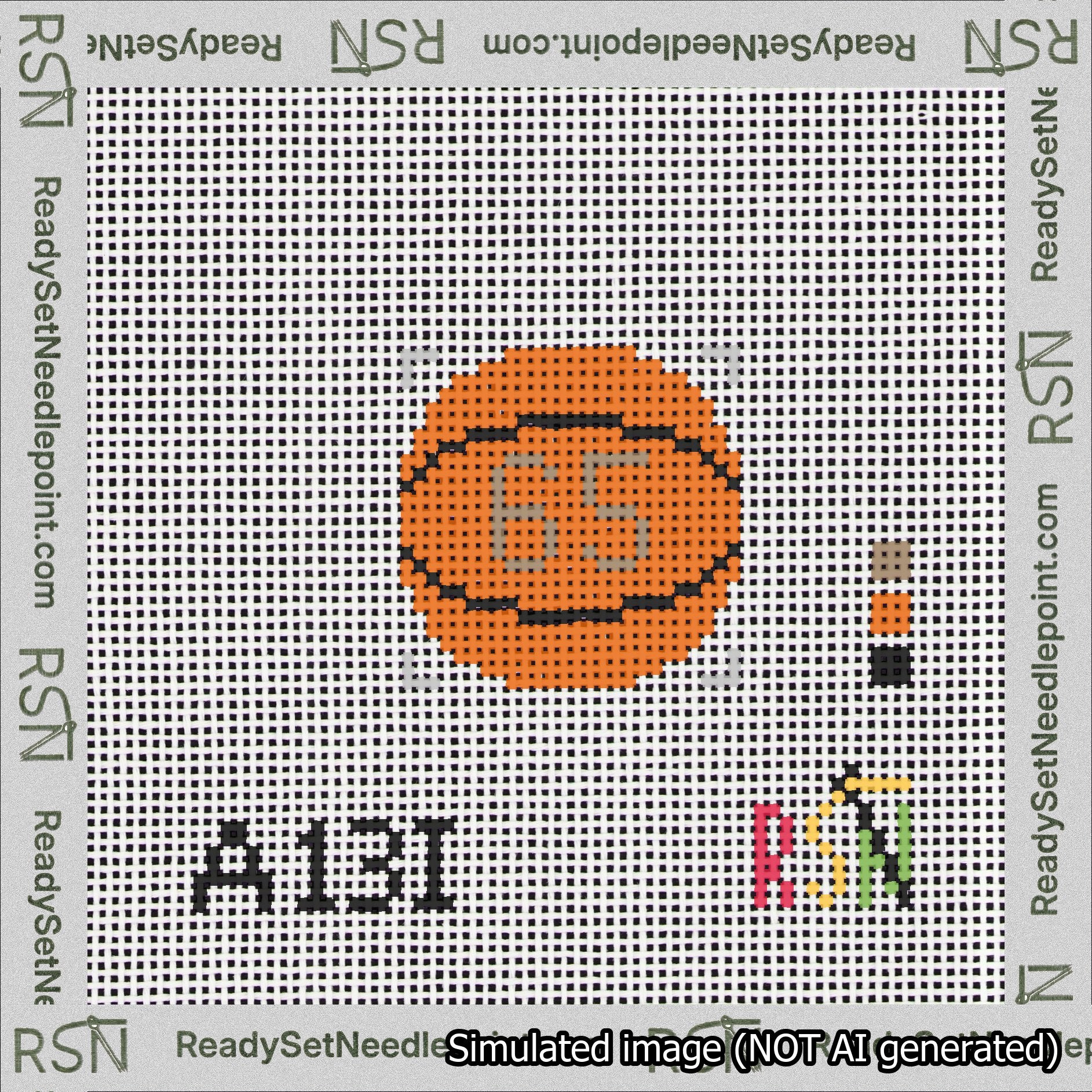 Basketball Bag Charm Brown 50-99 Needlepoint Canvas Design