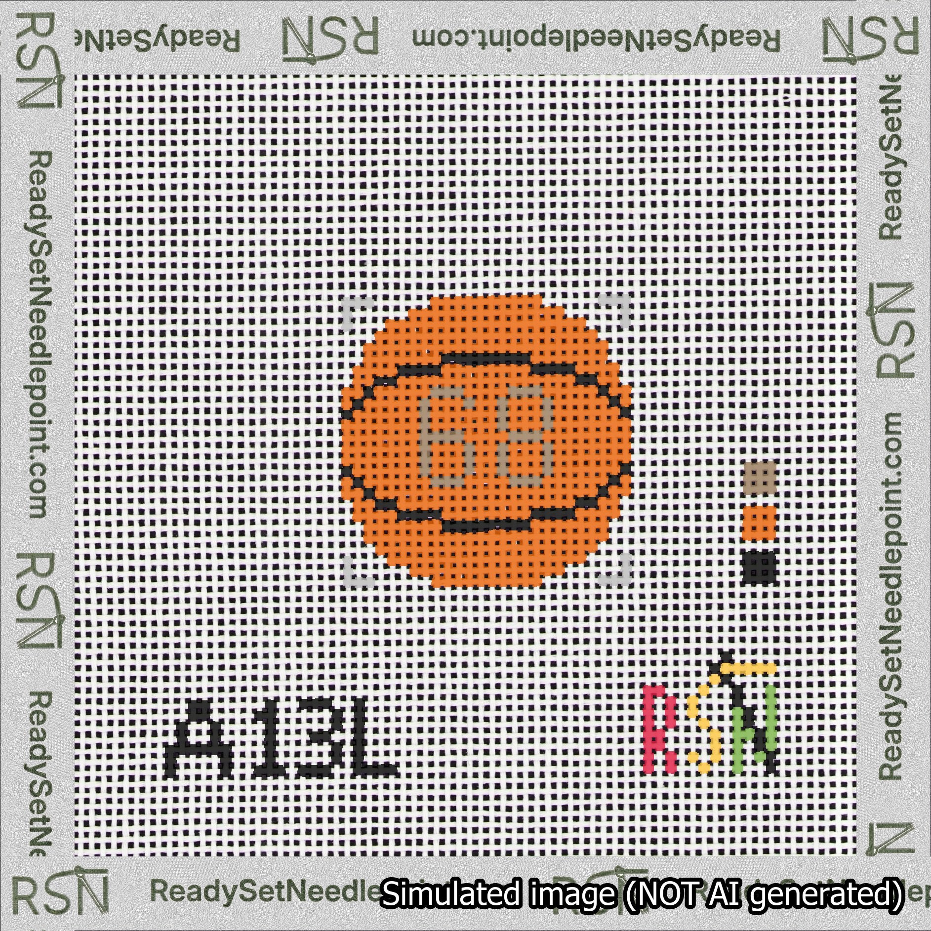 Basketball Bag Charm Brown 50-99 Needlepoint Canvas Design