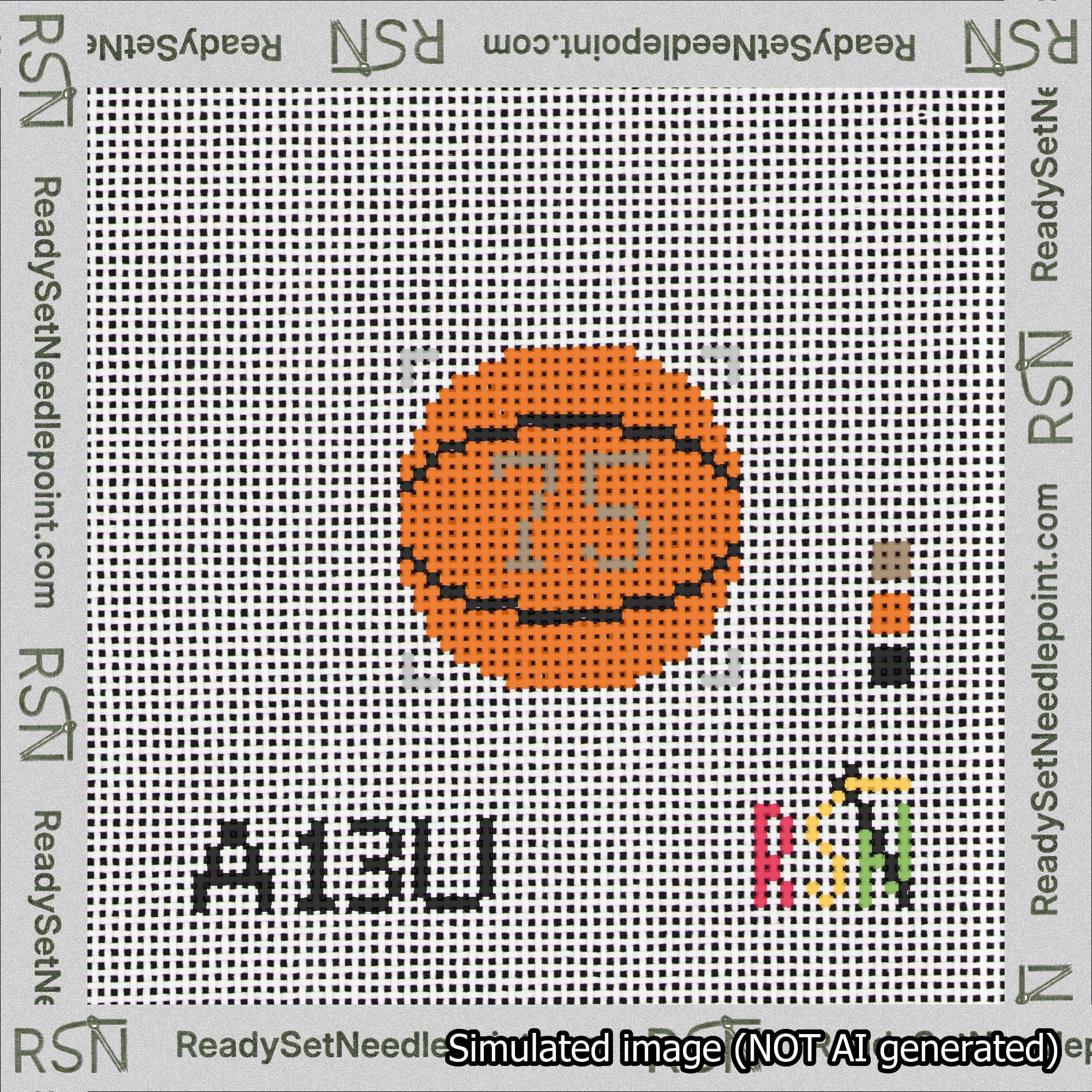 Basketball Bag Charm Brown 50-99 Needlepoint Canvas Design