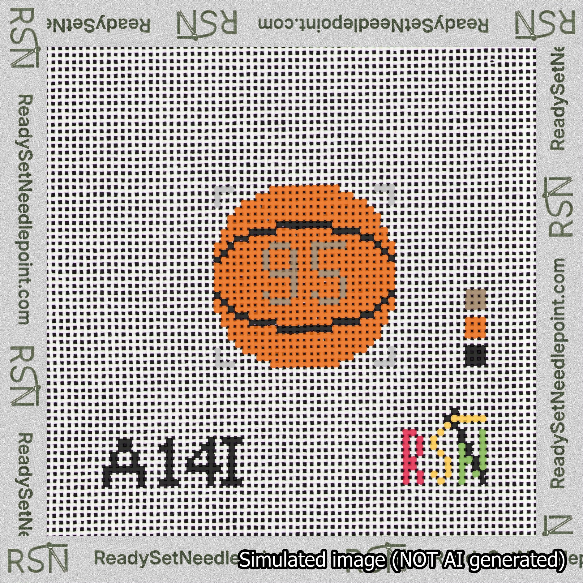 Basketball Bag Charm Brown 50-99 Needlepoint Canvas Design