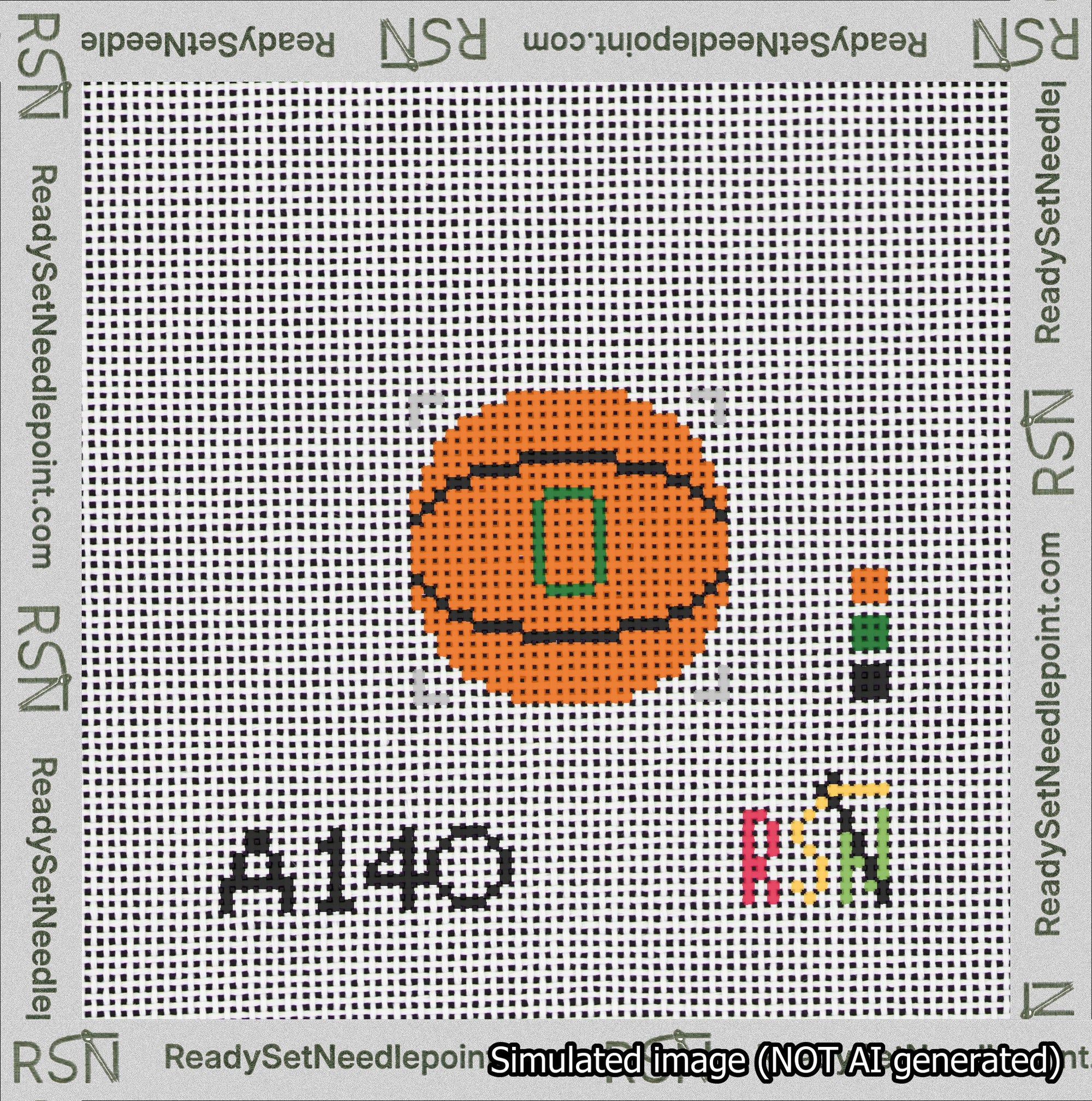 Basketball Bag Charm Green 0-49 Needlepoint Canvas Design