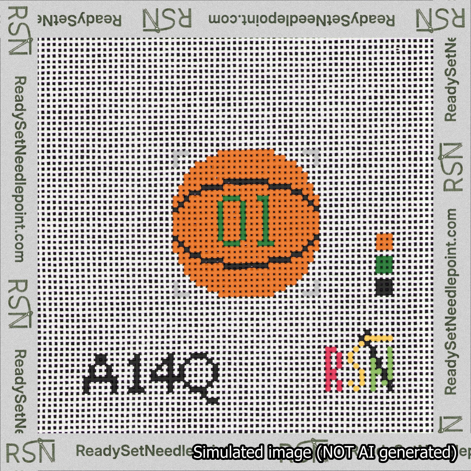 Basketball Bag Charm Green 0-49 Needlepoint Canvas Design