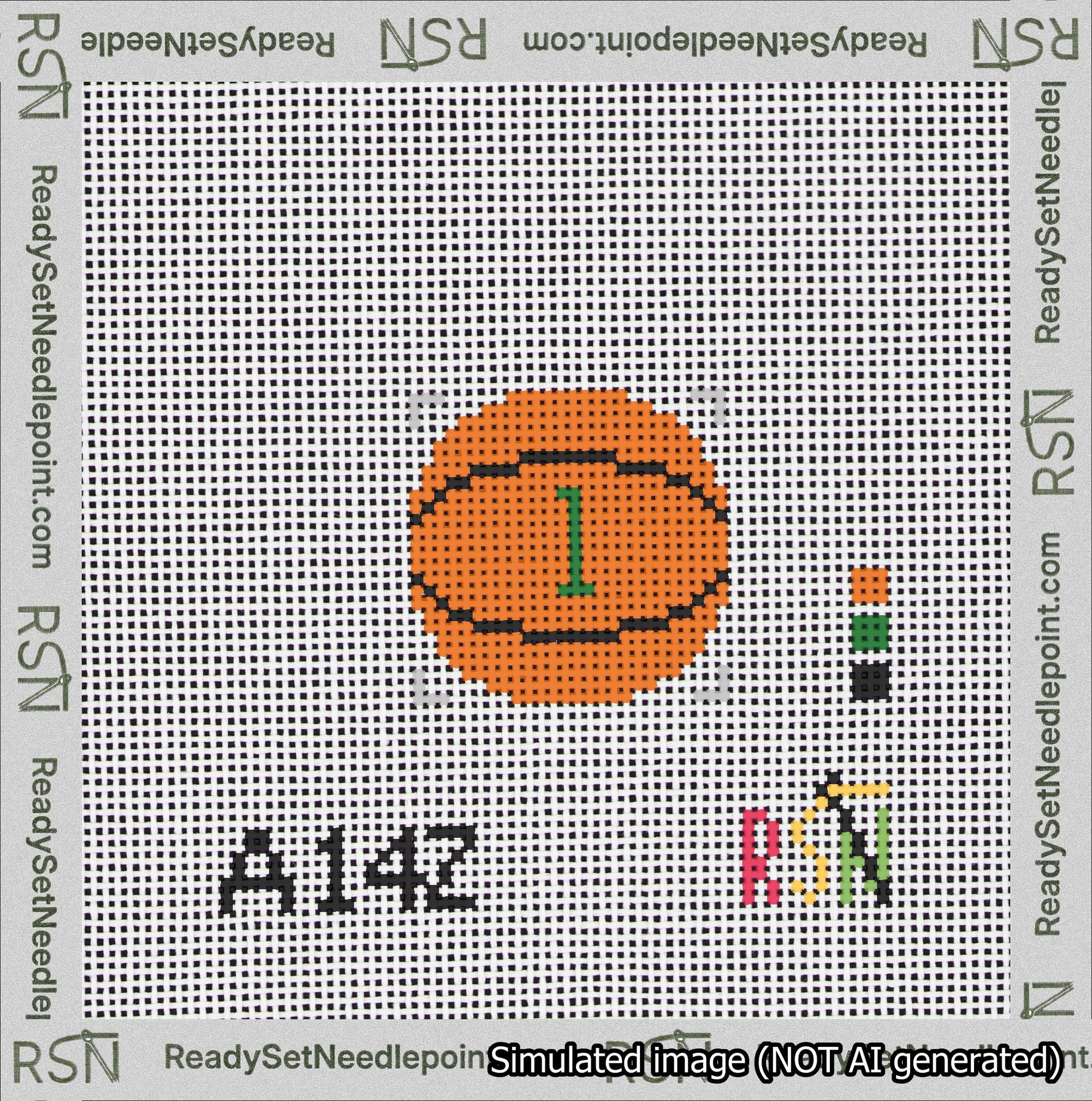 Basketball Bag Charm Green 0-49 Needlepoint Canvas Design