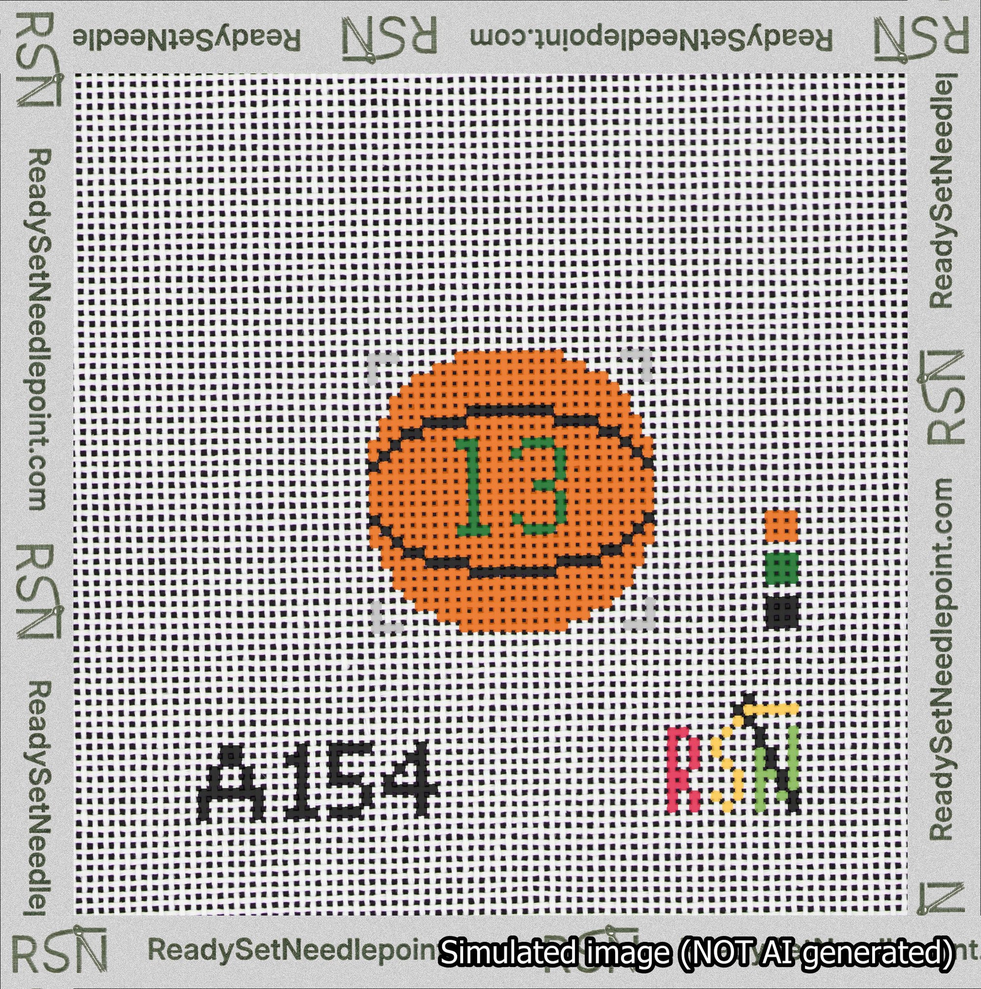 Basketball Bag Charm Green 0-49 Needlepoint Canvas Design