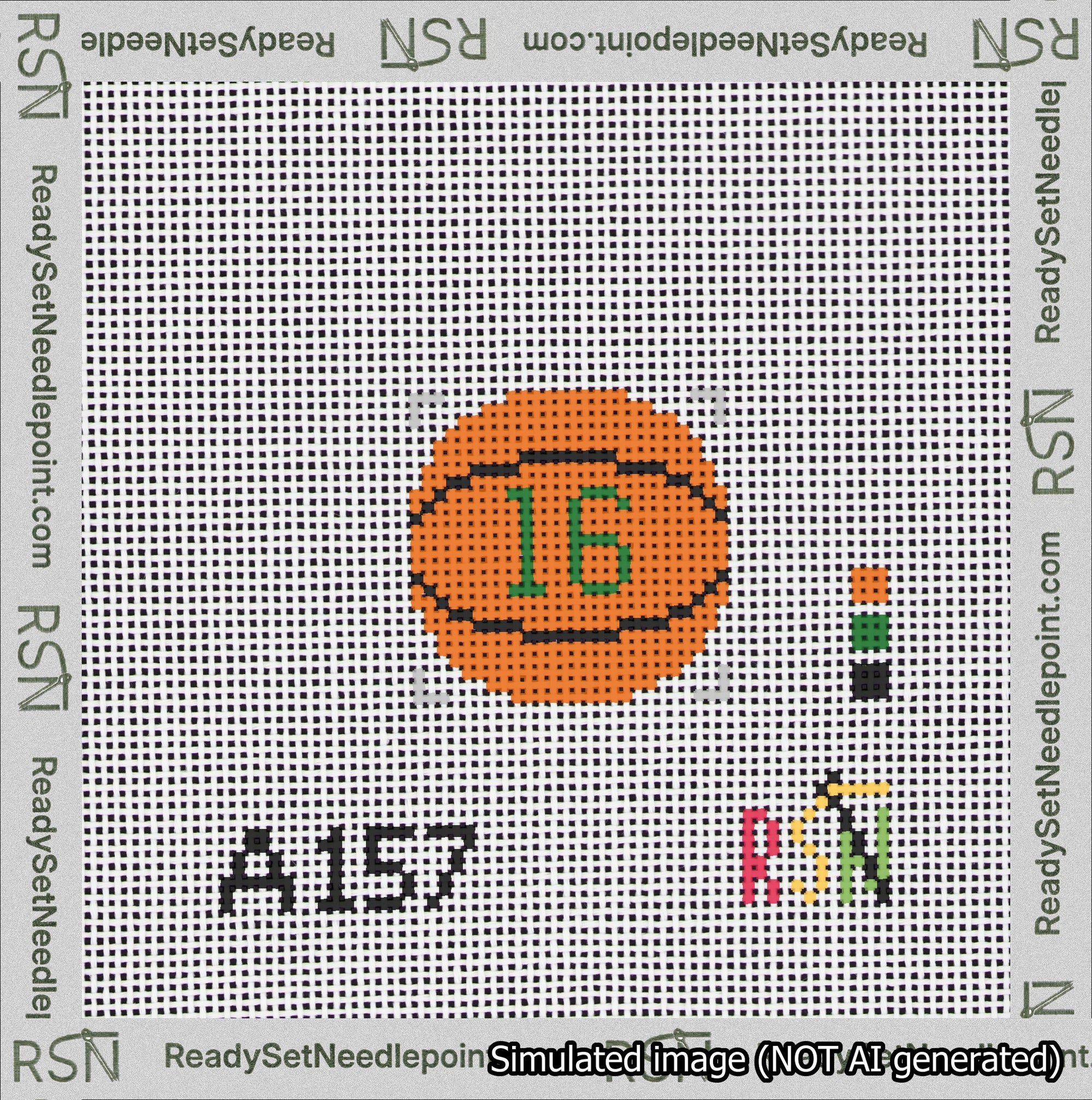 Basketball Bag Charm Green 0-49 Needlepoint Canvas Design