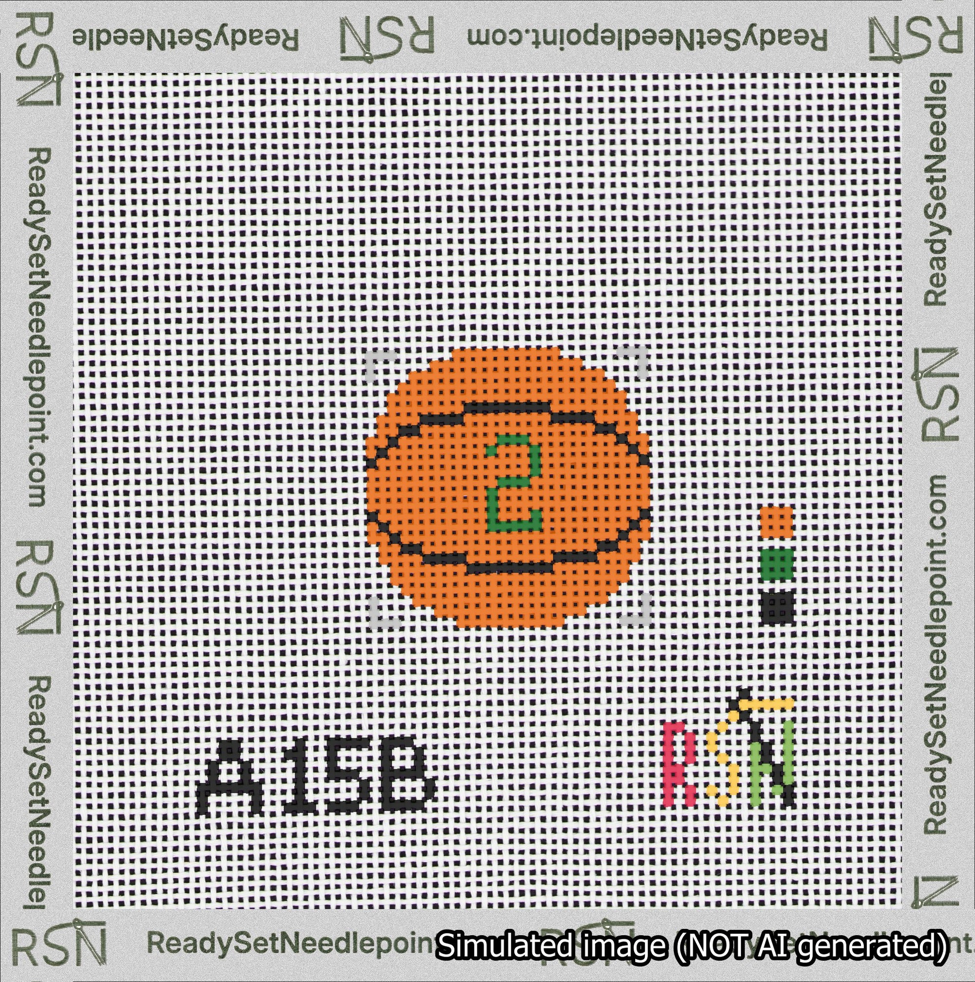 Basketball Bag Charm Green 0-49 Needlepoint Canvas Design