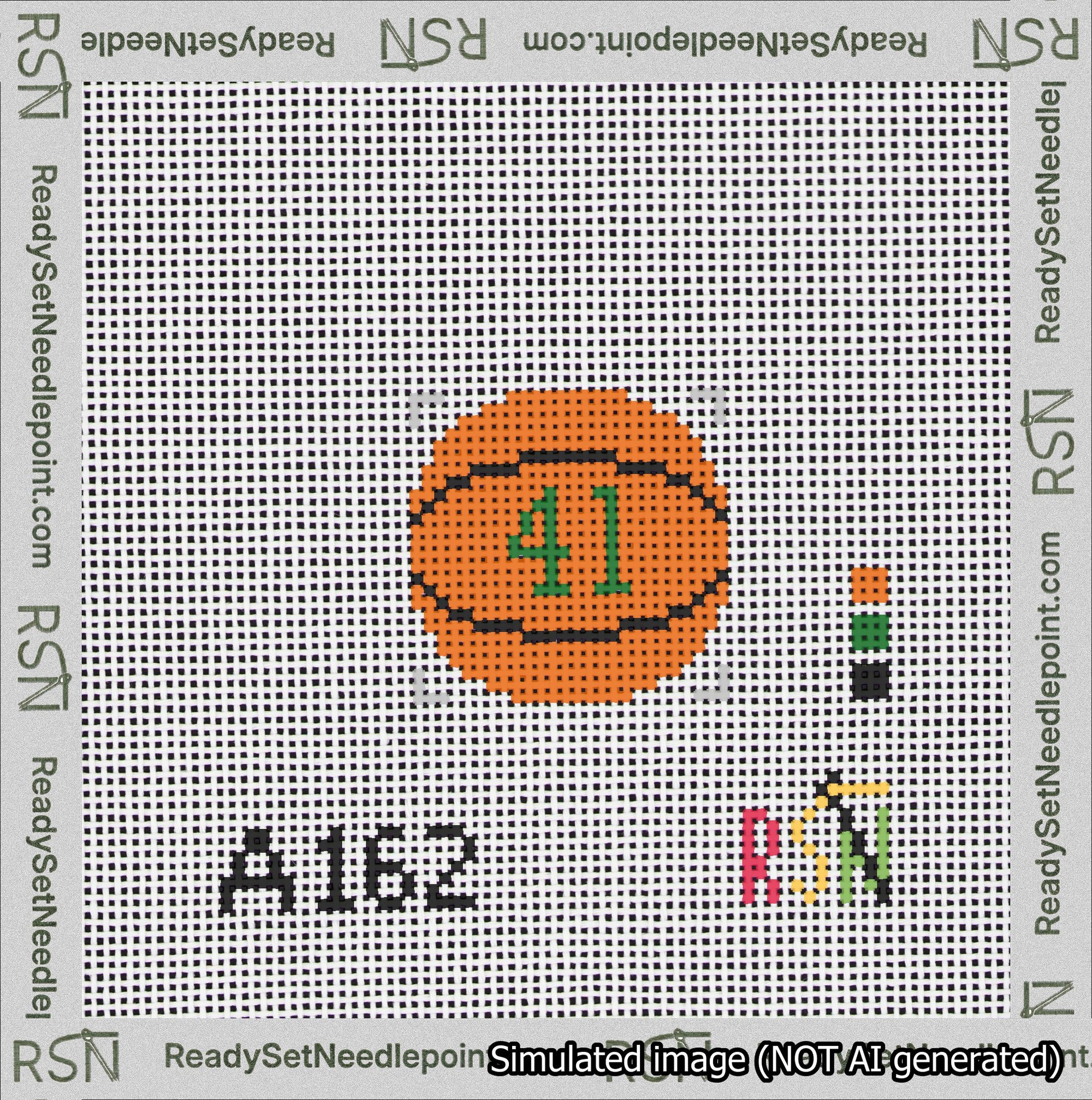 Basketball Bag Charm Green 0-49 Needlepoint Canvas Design