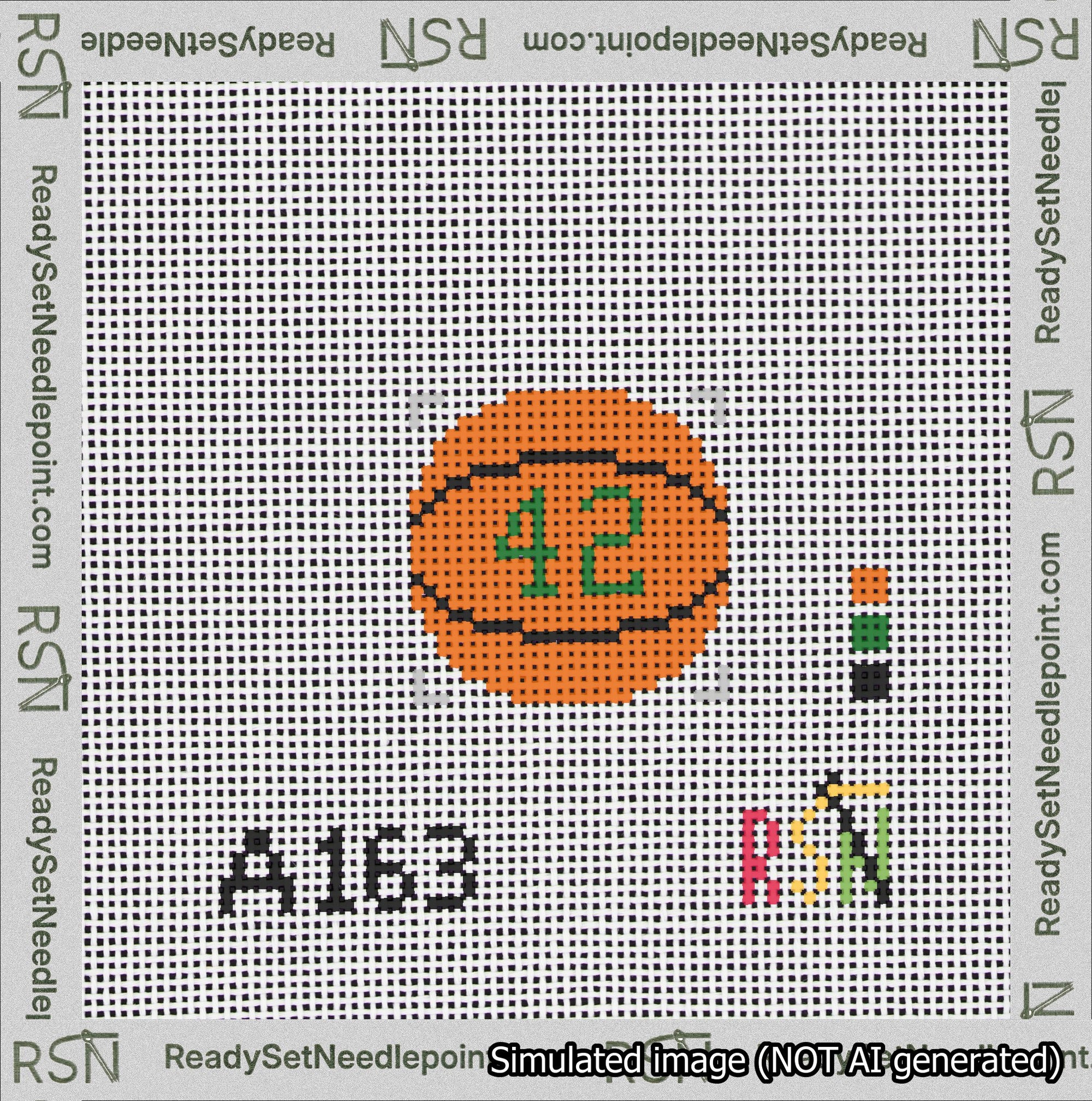 Basketball Bag Charm Green 0-49 Needlepoint Canvas Design