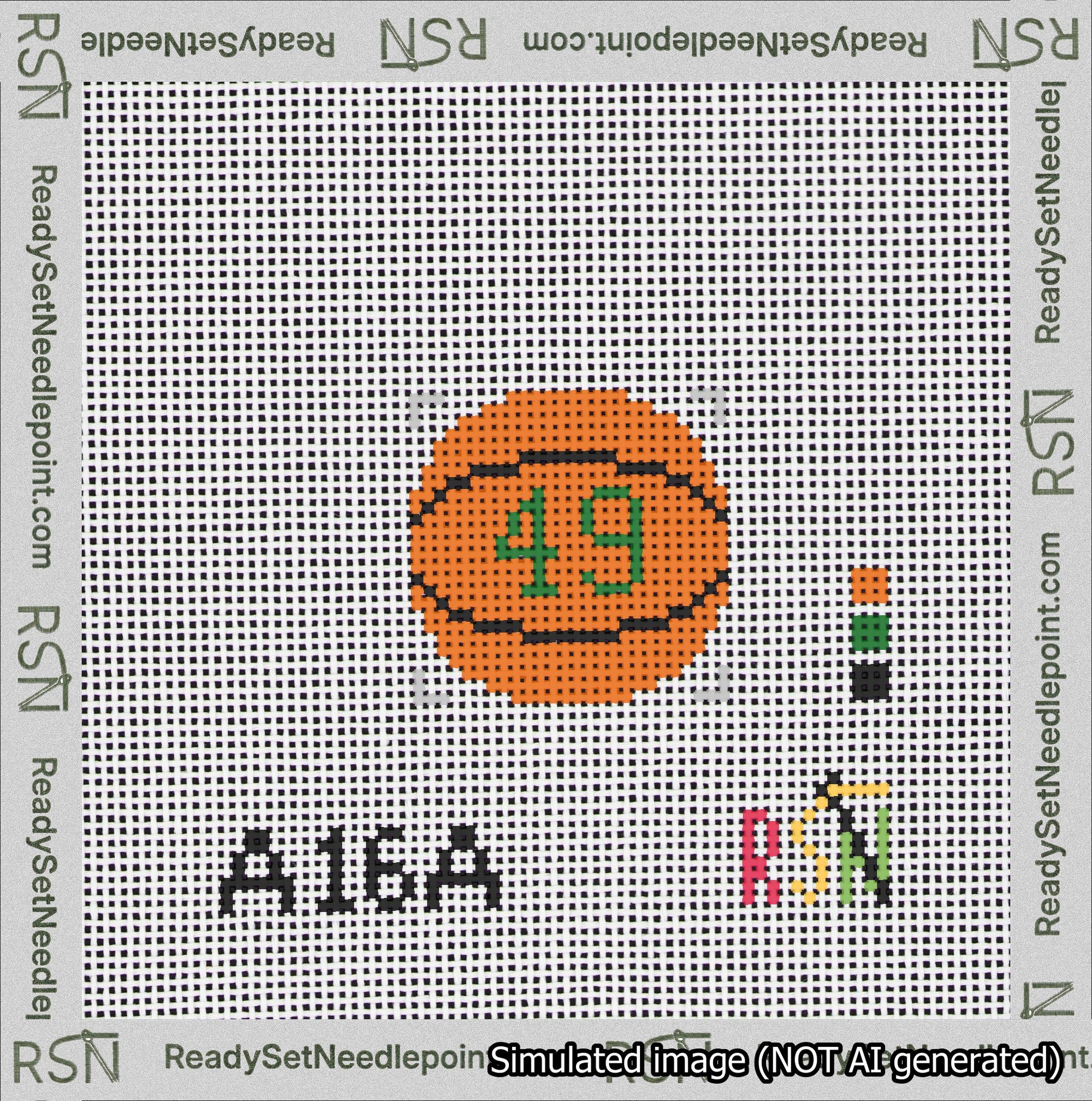 Basketball Bag Charm Green 0-49 Needlepoint Canvas Design