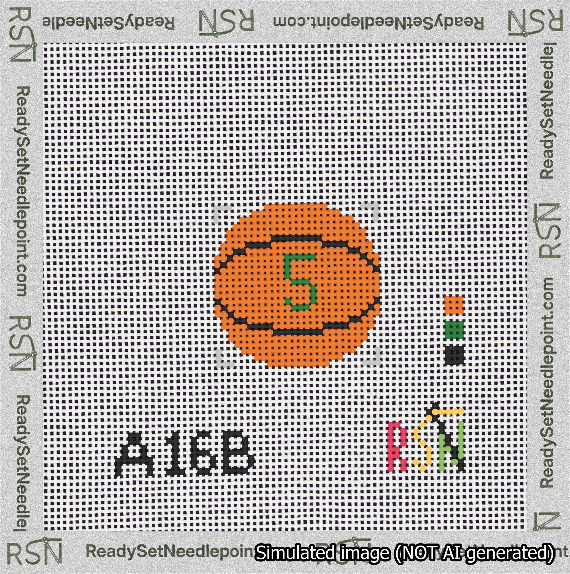 Basketball Bag Charm Green 0-49 Needlepoint Canvas Design