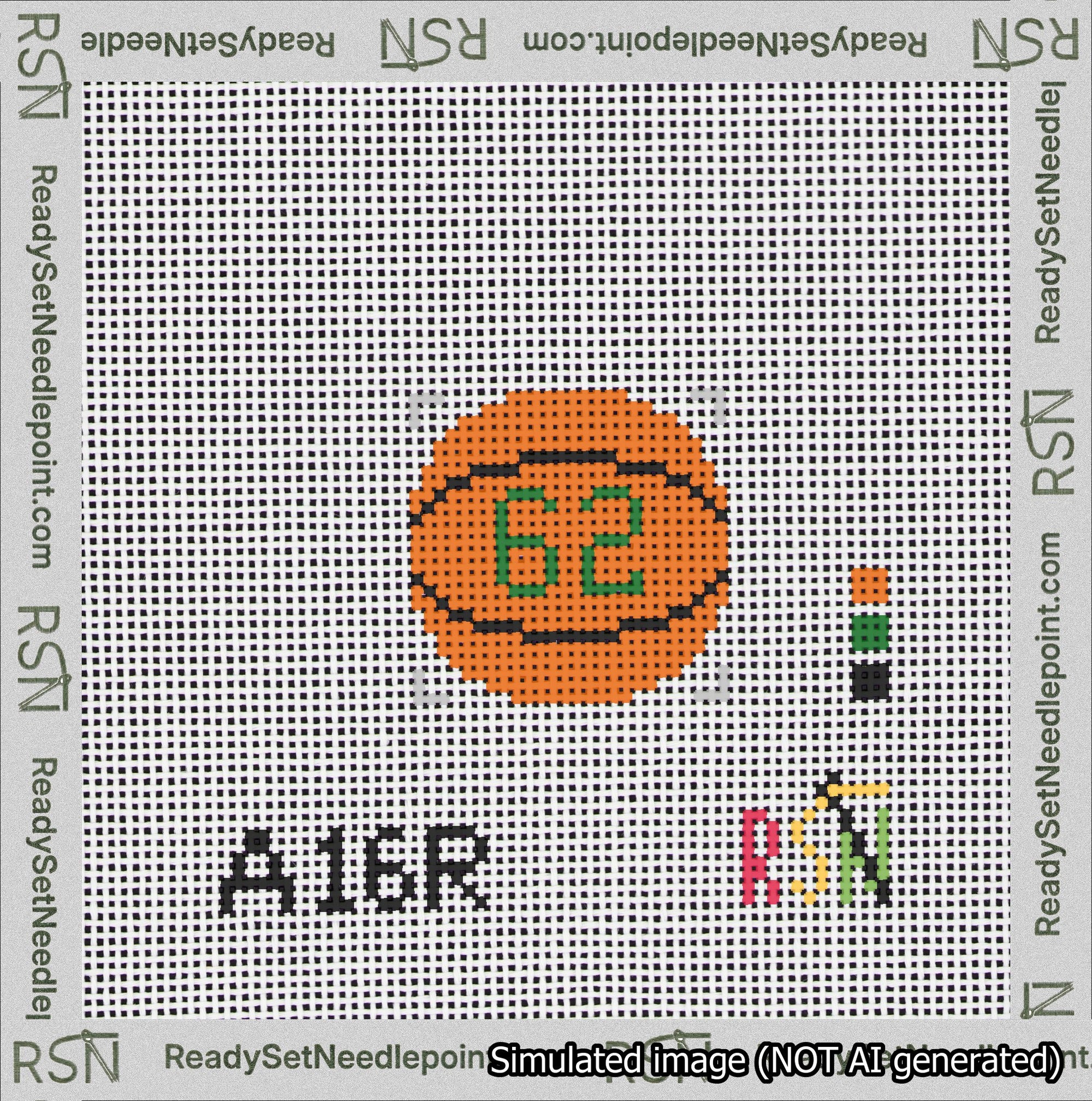 Basketball Bag Charm Green 50-99 Needlepoint Canvas Design