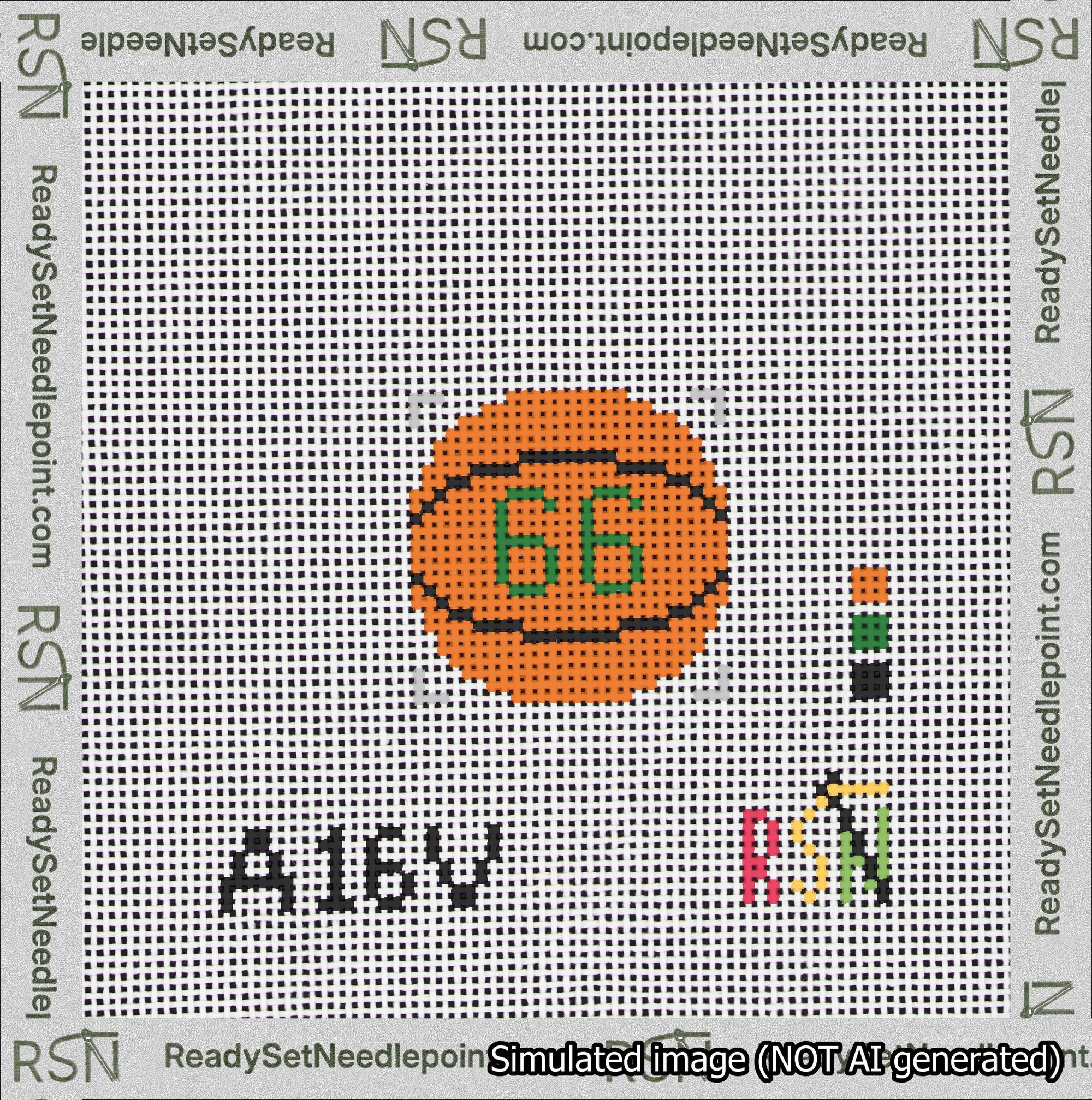 Basketball Bag Charm Green 50-99 Needlepoint Canvas Design
