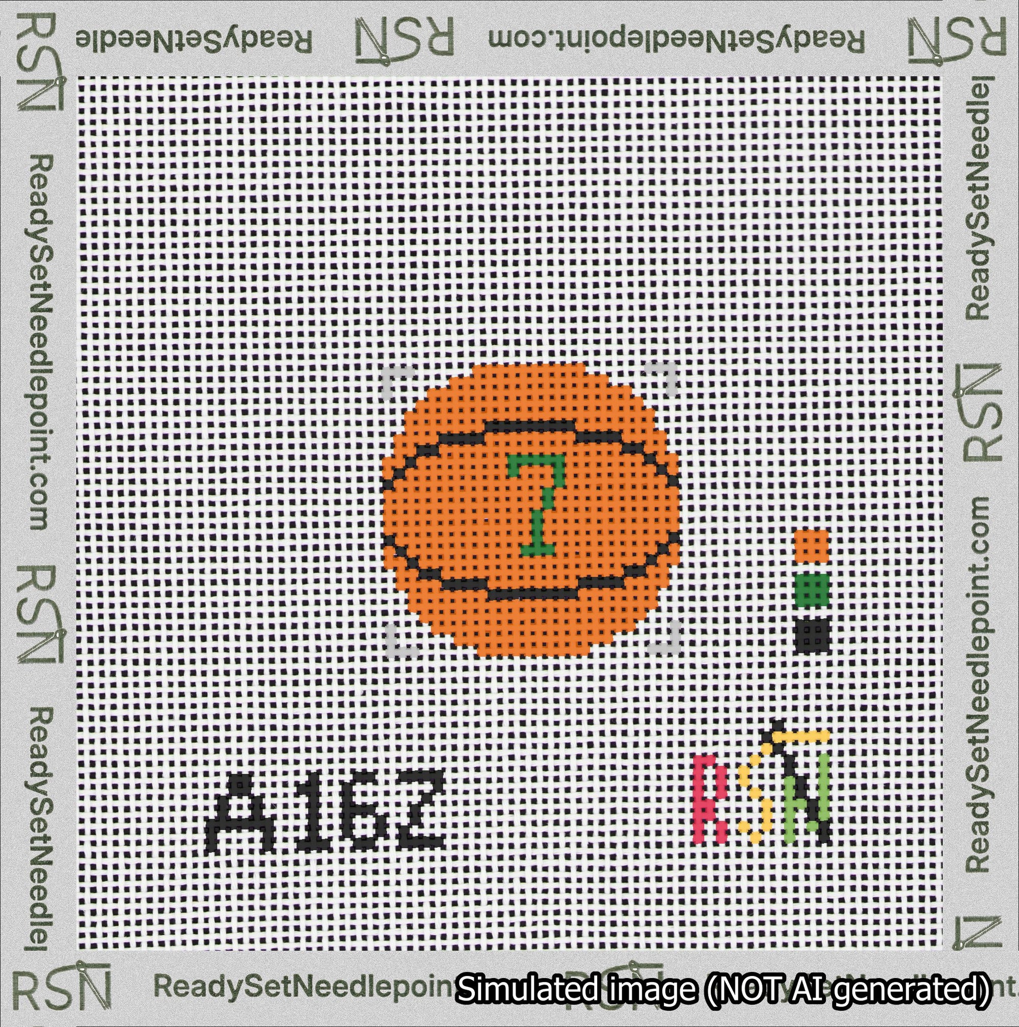 Basketball Bag Charm Green 0-49 Needlepoint Canvas Design