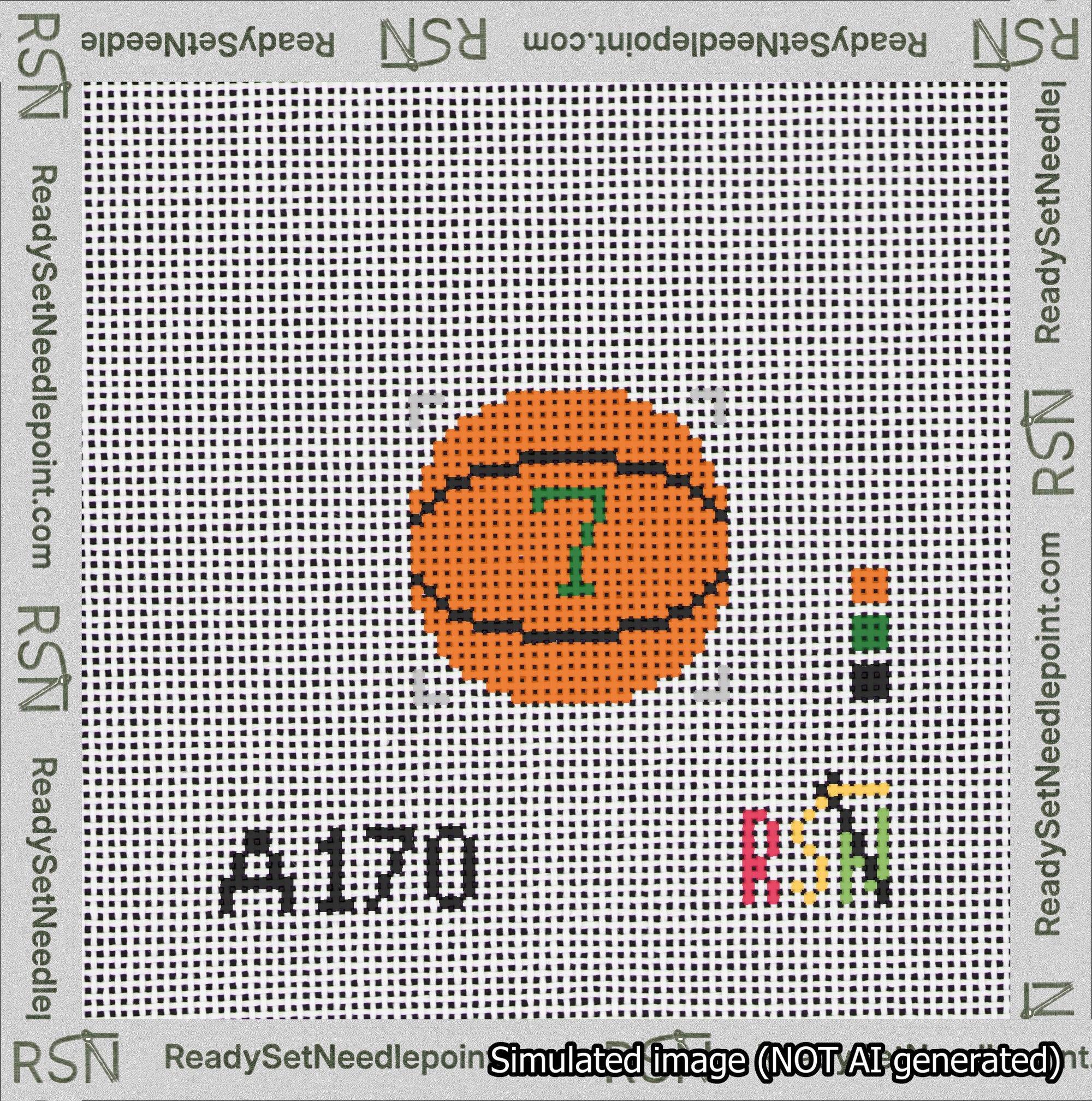 Basketball Bag Charm Green 0-49 Needlepoint Canvas Design