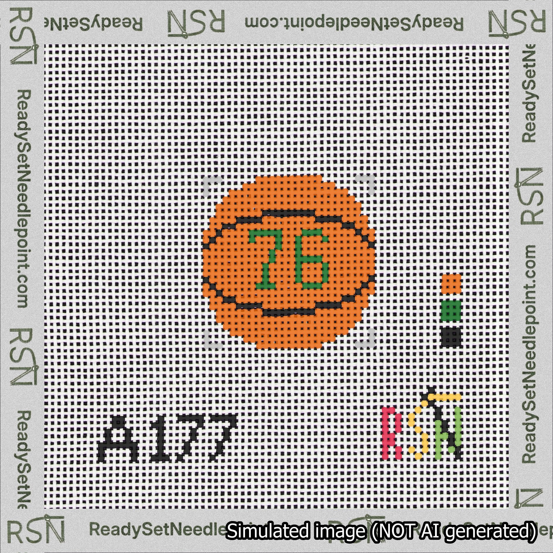 Basketball Bag Charm Green 50-99 Needlepoint Canvas Design