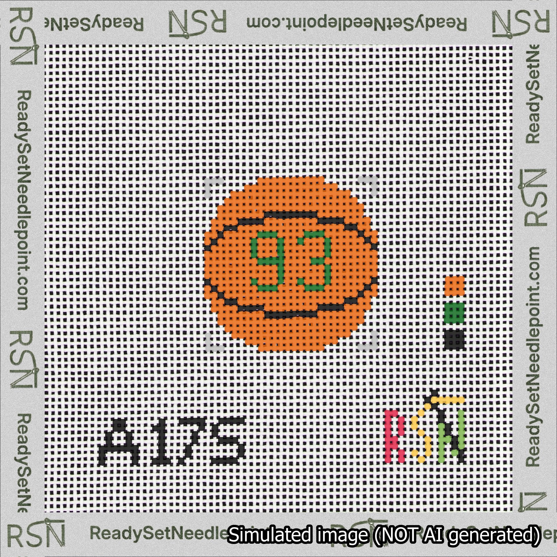Basketball Bag Charm Green 50-99 Needlepoint Canvas Design