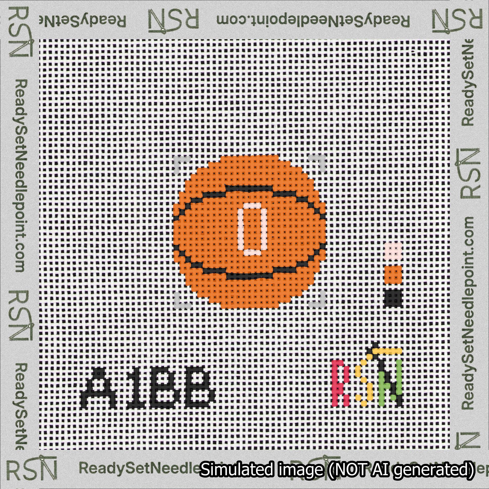 Basketball Bag Charm Pink 0-49 Needlepoint Canvas Design