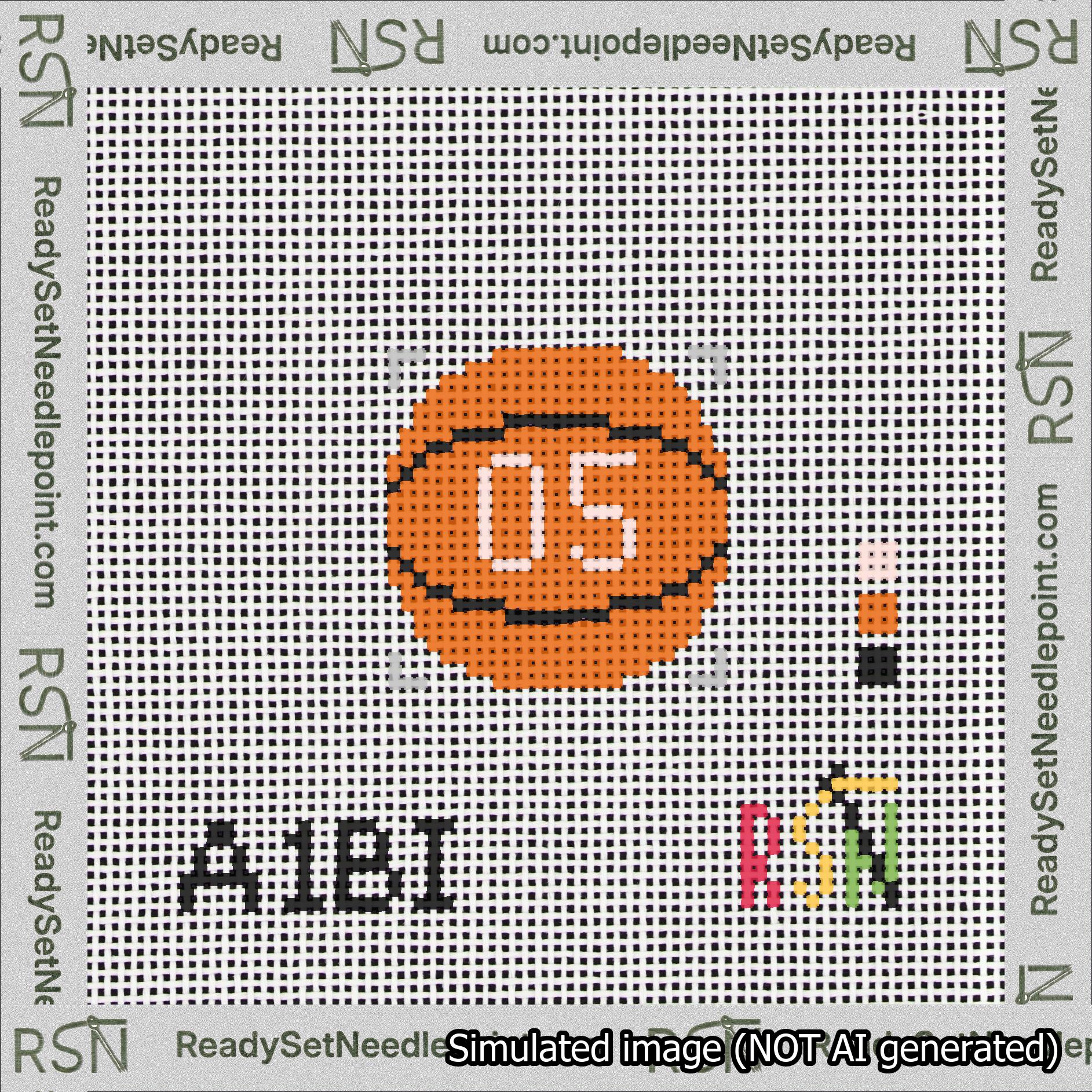 Basketball Bag Charm Pink 0-49 Needlepoint Canvas Design