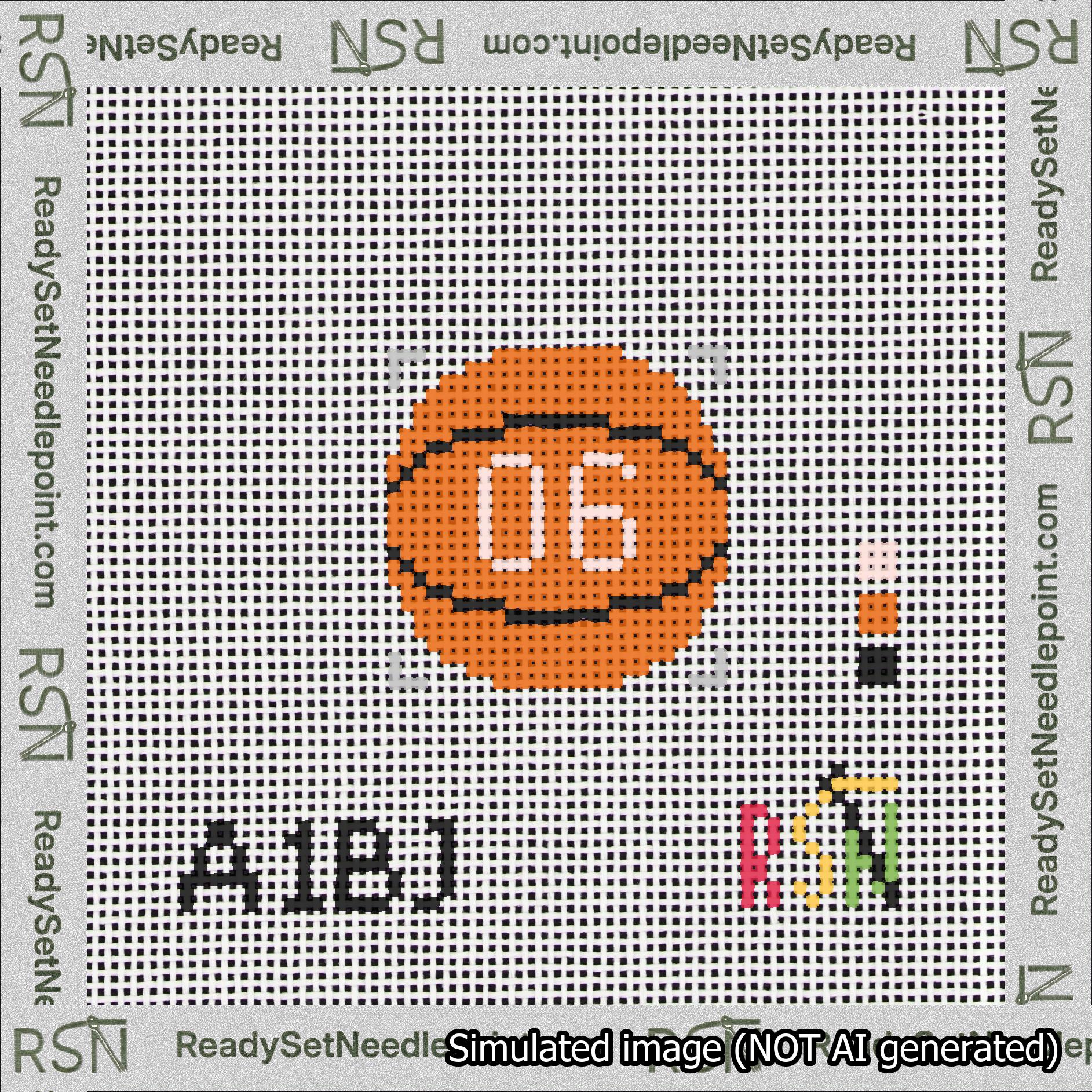 Basketball Bag Charm Pink 0-49 Needlepoint Canvas Design