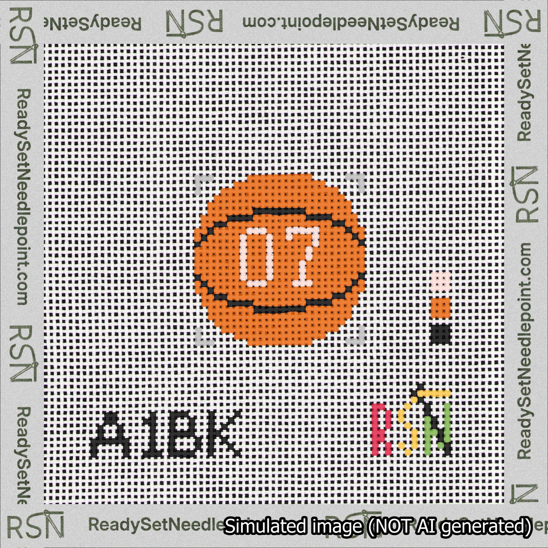 Basketball Bag Charm Pink 0-49 Needlepoint Canvas Design