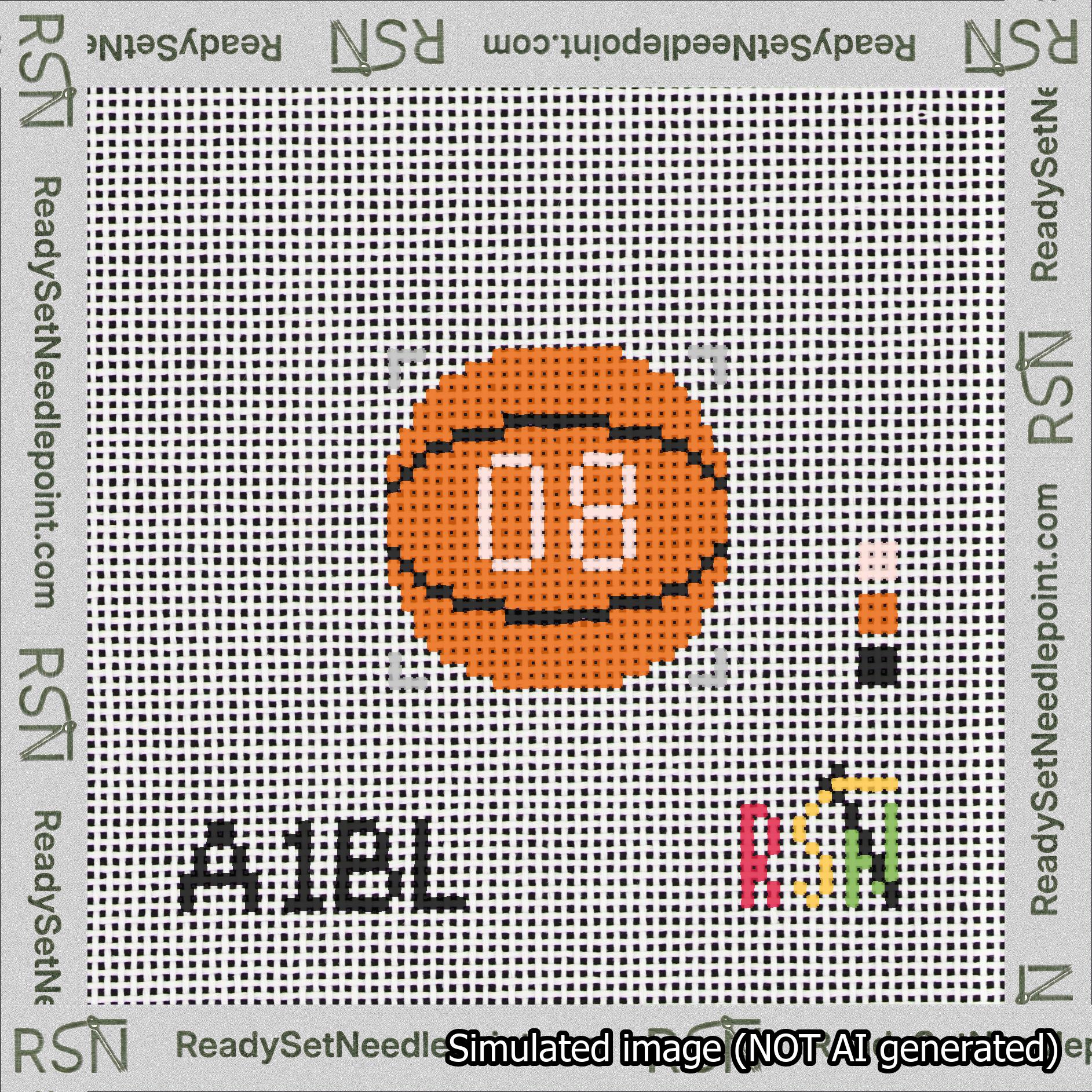 Basketball Bag Charm Pink 0-49 Needlepoint Canvas Design