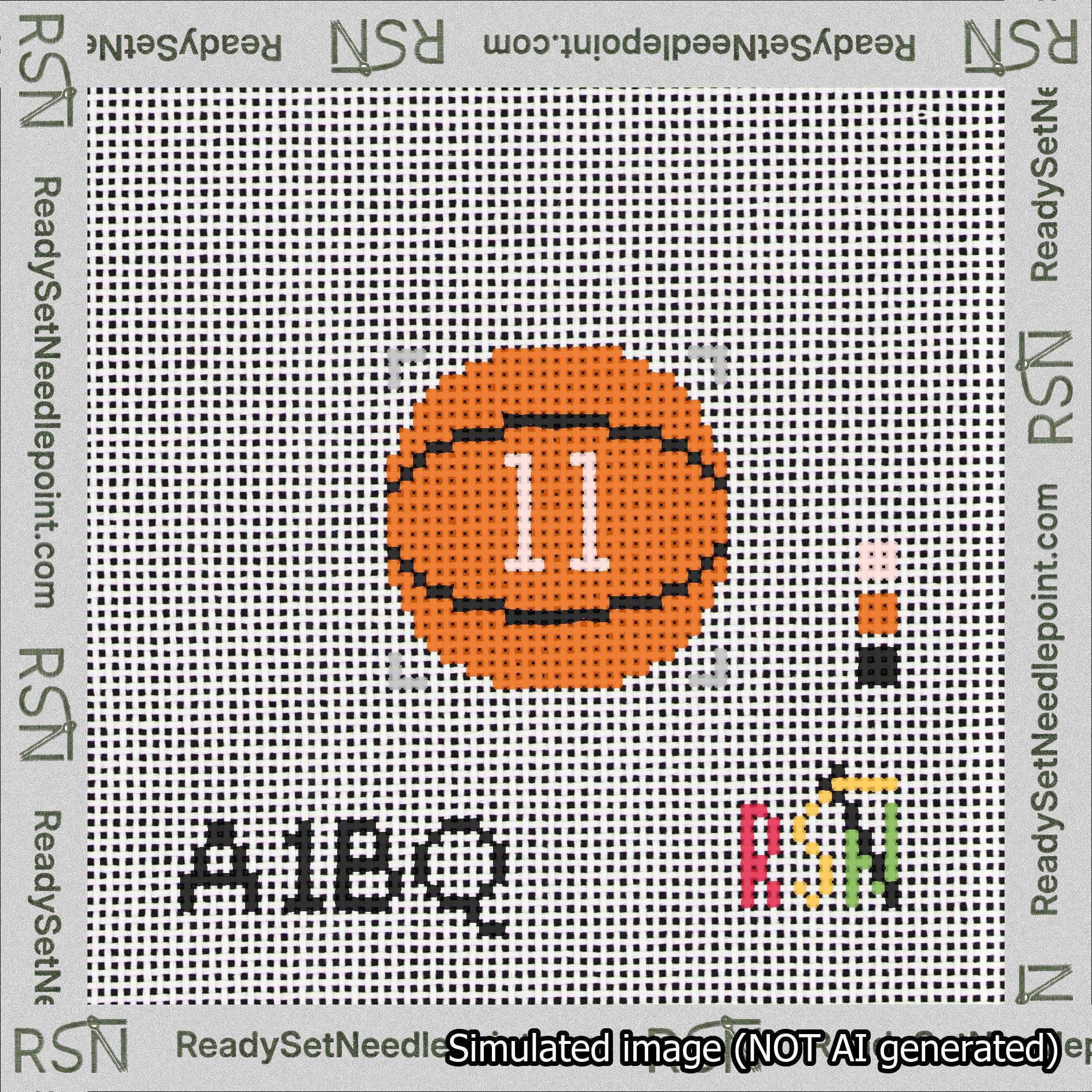 Basketball Bag Charm Pink 0-49 Needlepoint Canvas Design