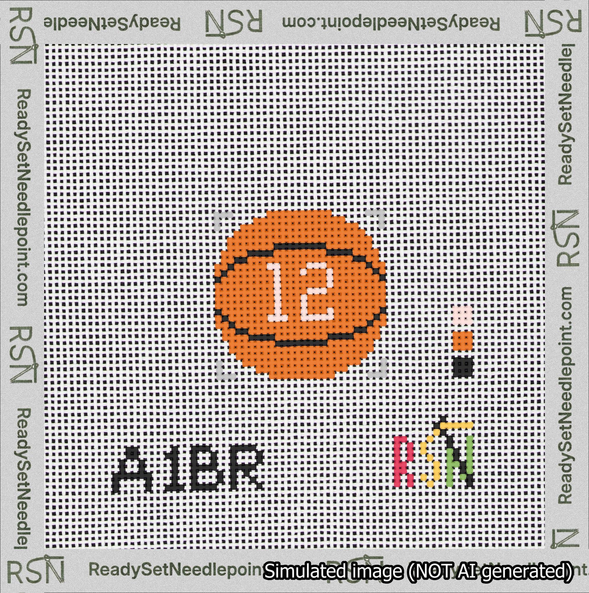 Basketball Bag Charm Pink 0-49 Needlepoint Canvas Design