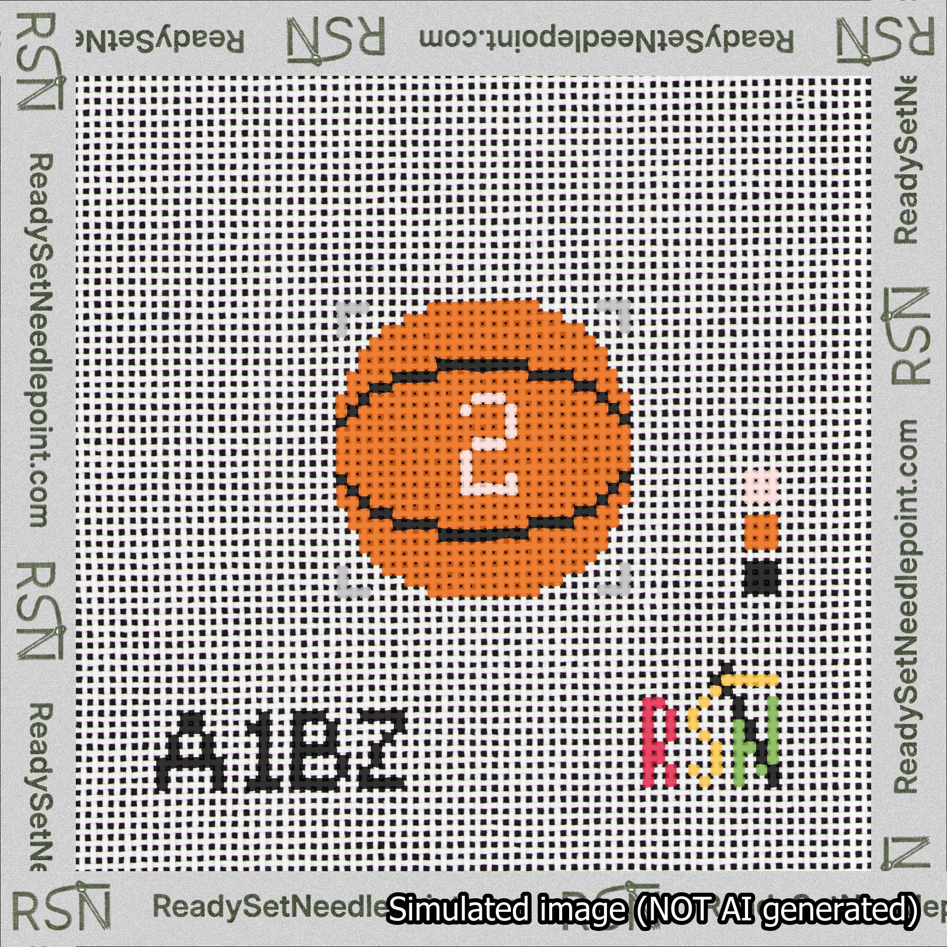 Basketball Bag Charm Pink 0-49 Needlepoint Canvas Design
