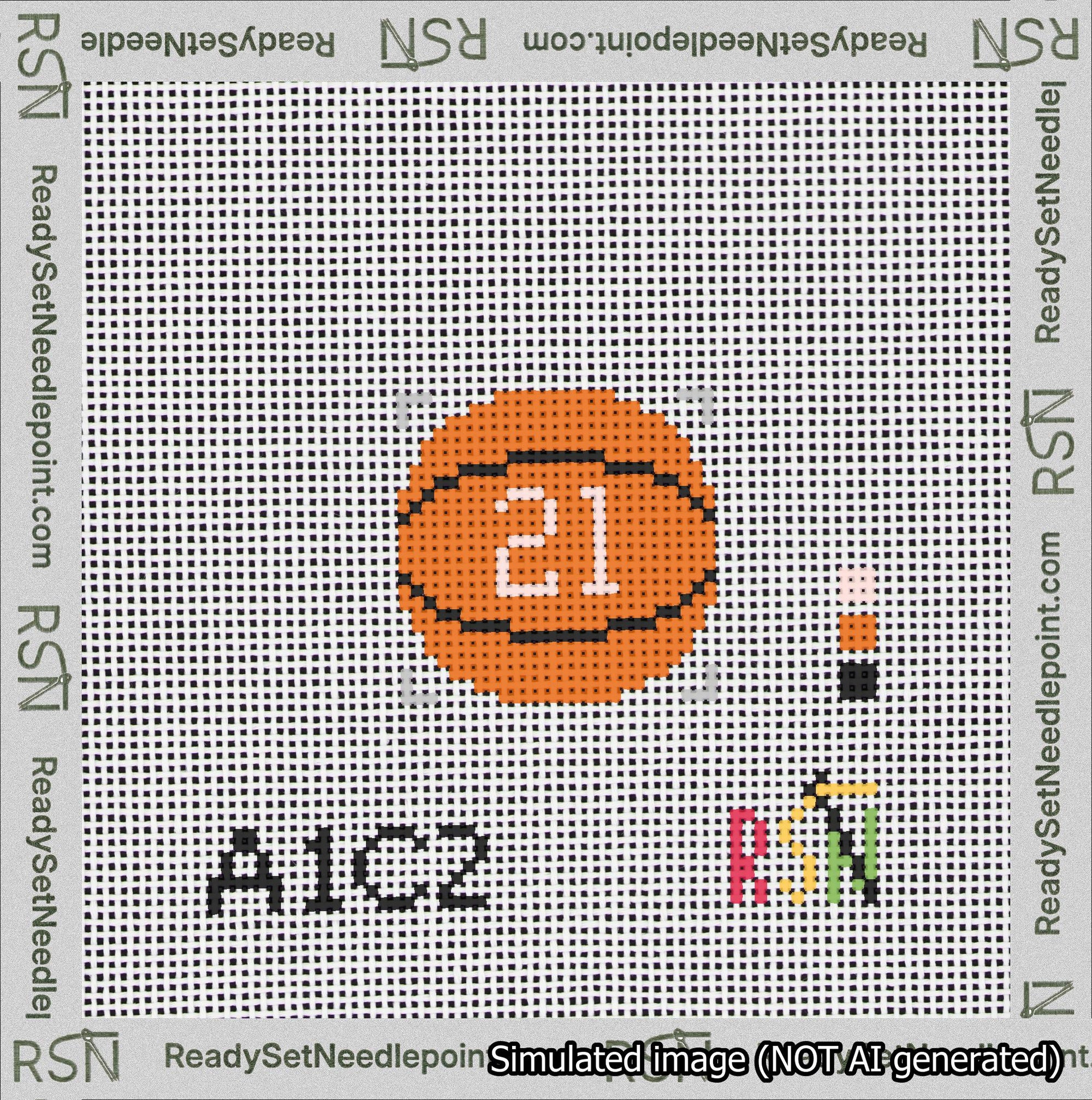 Basketball Bag Charm Pink 0-49 Needlepoint Canvas Design