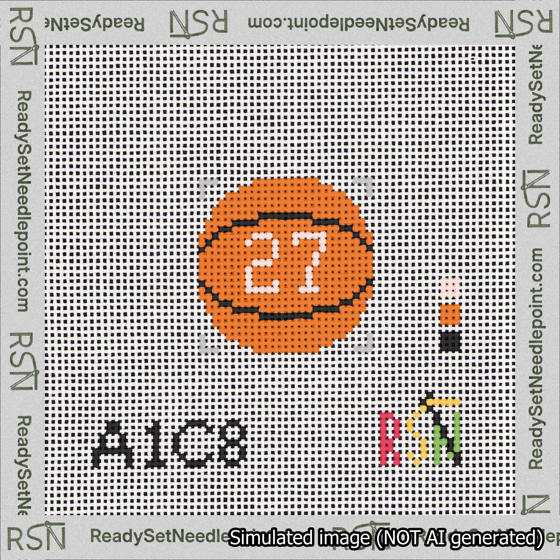 Basketball Bag Charm Pink 0-49 Needlepoint Canvas Design