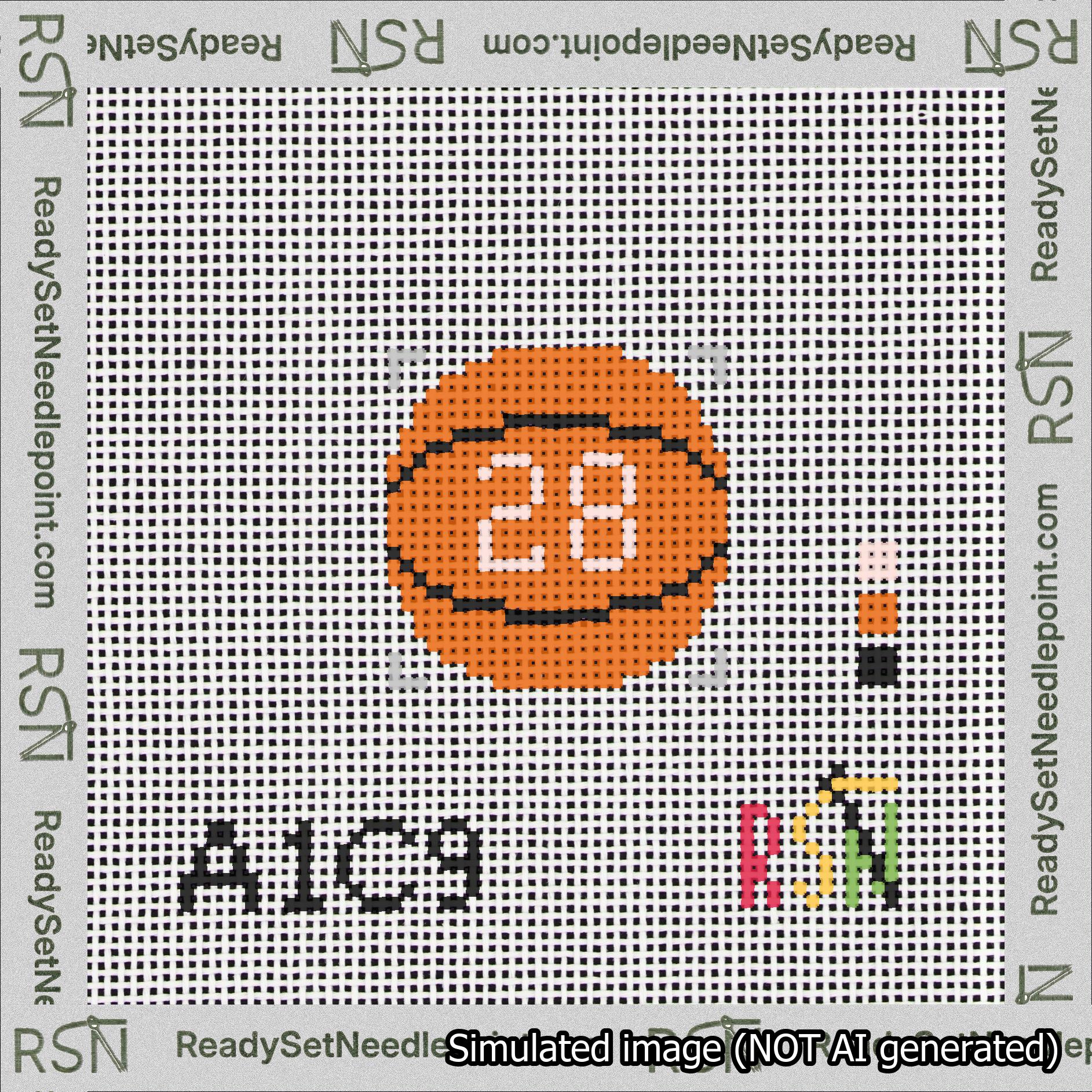 Basketball Bag Charm Pink 0-49 Needlepoint Canvas Design