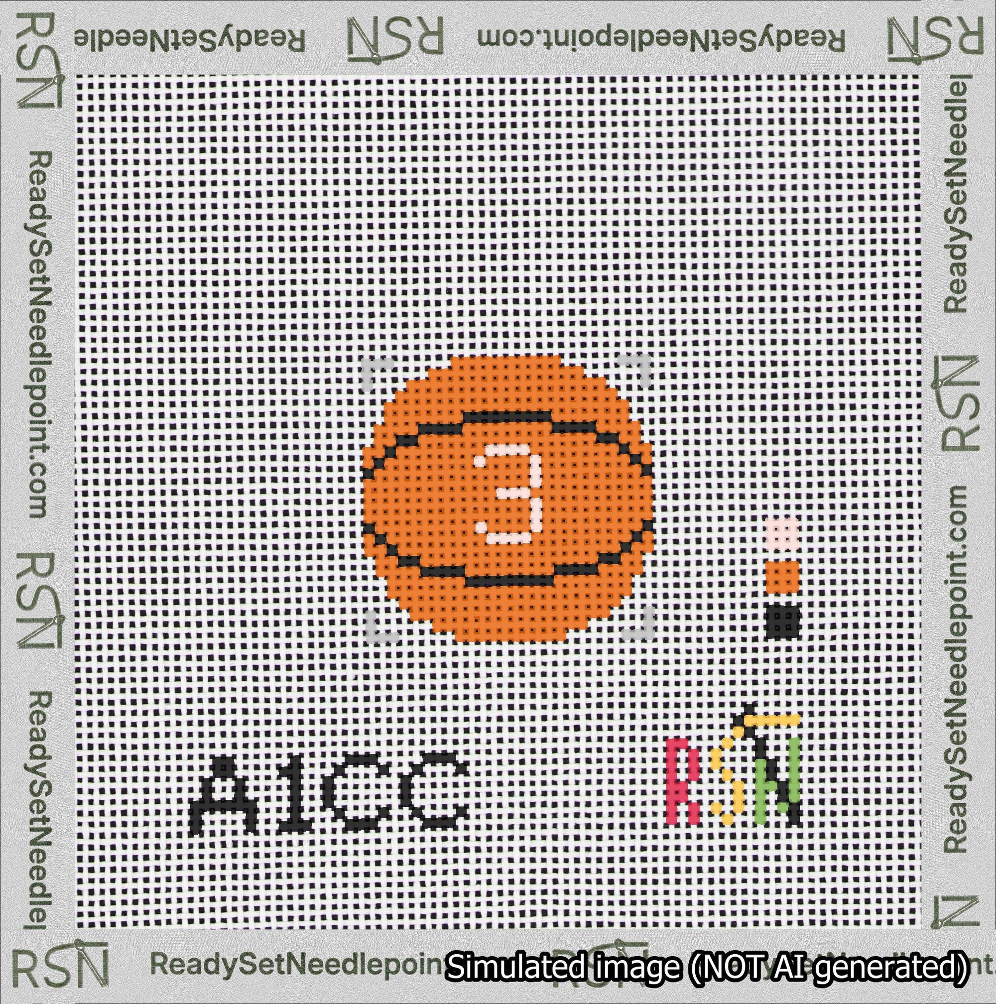 Basketball Bag Charm Pink 0-49 Needlepoint Canvas Design