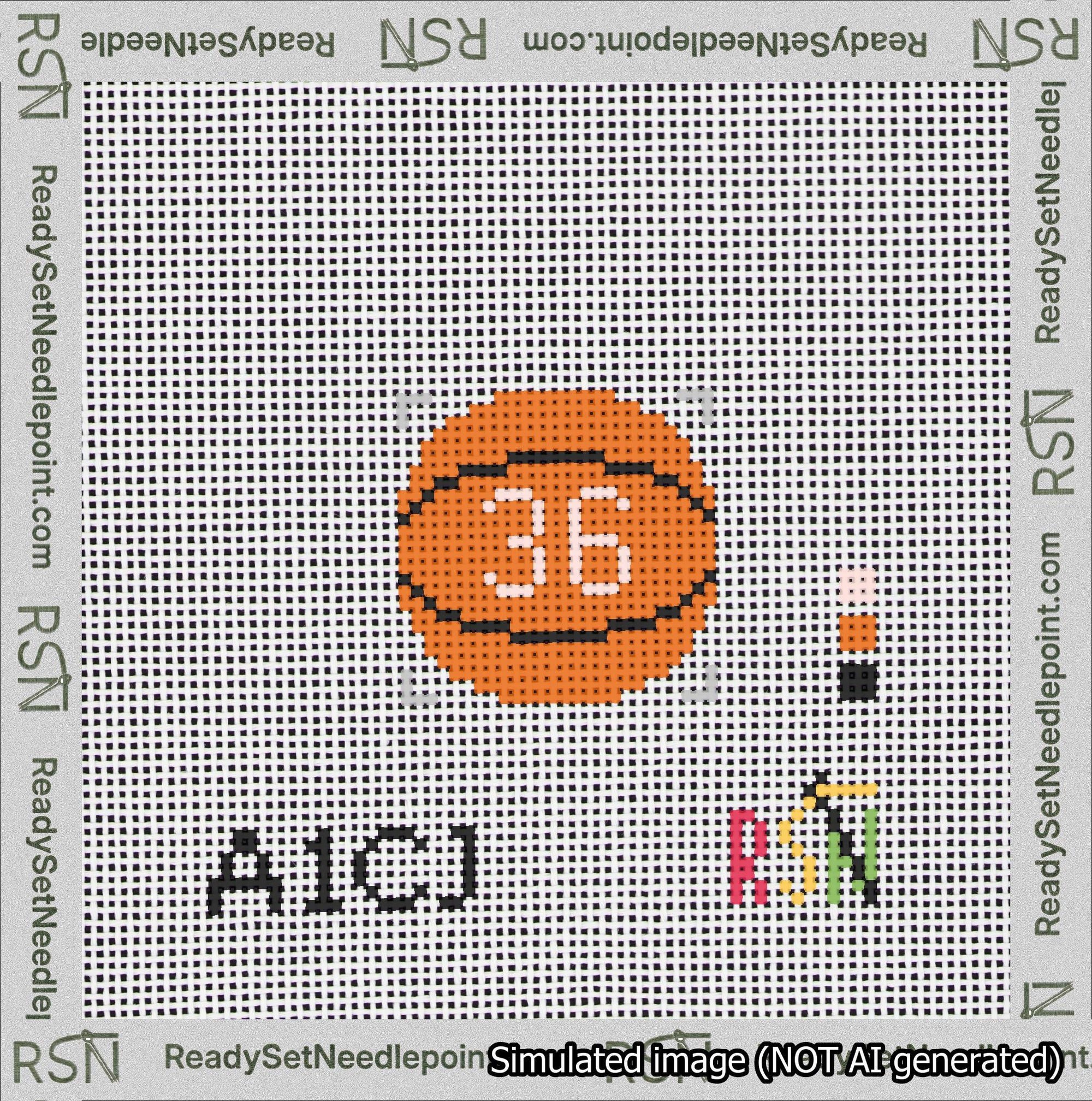 Basketball Bag Charm Pink 0-49 Needlepoint Canvas Design