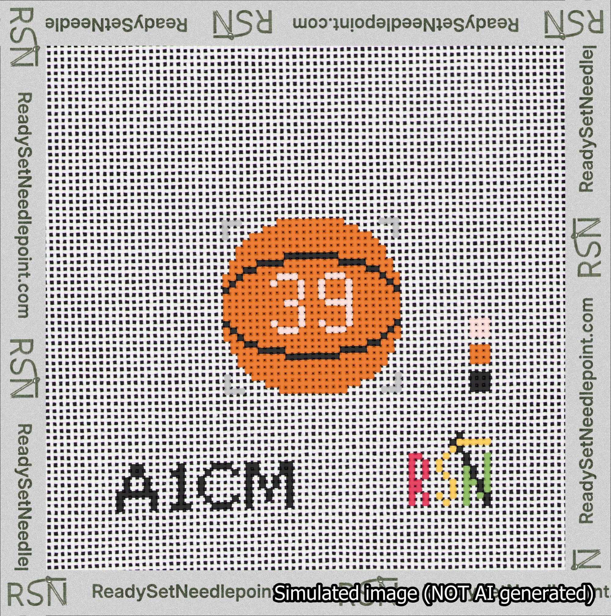 Basketball Bag Charm Pink 0-49 Needlepoint Canvas Design