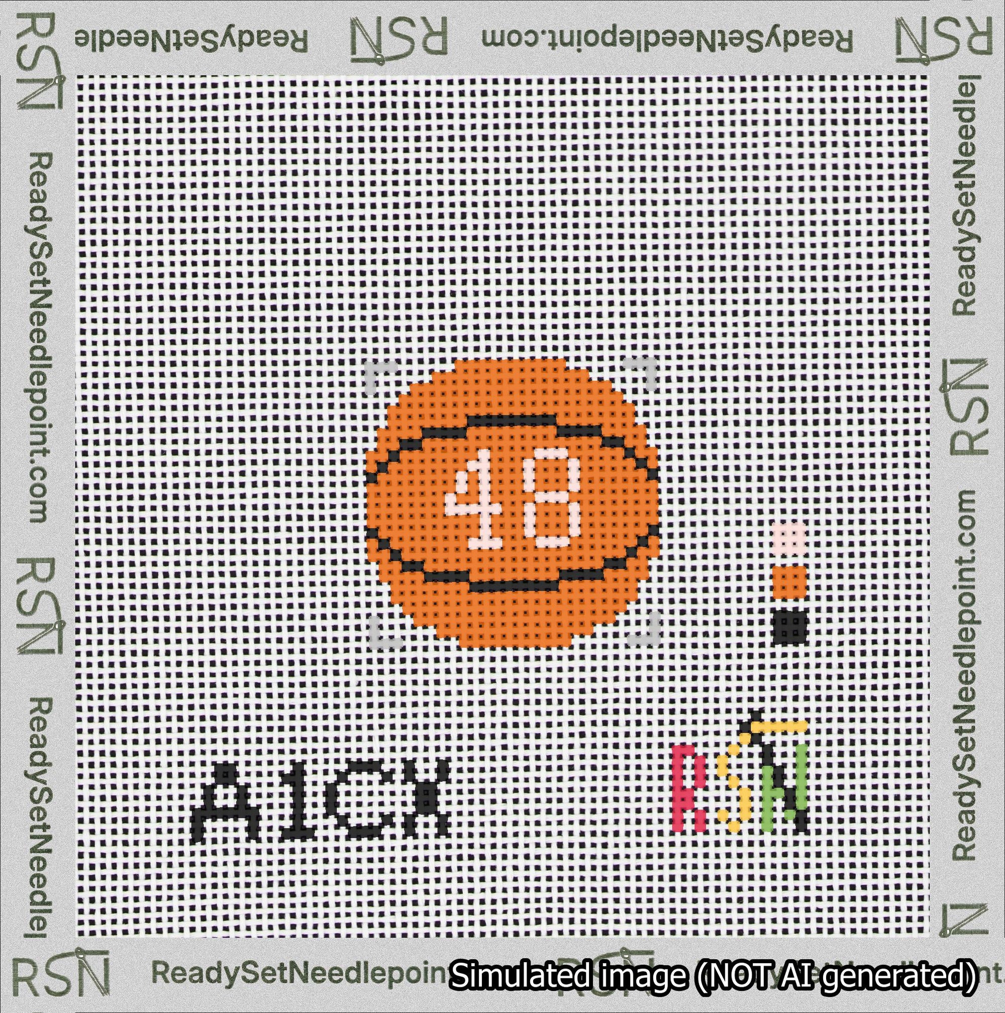 Basketball Bag Charm Pink 0-49 Needlepoint Canvas Design