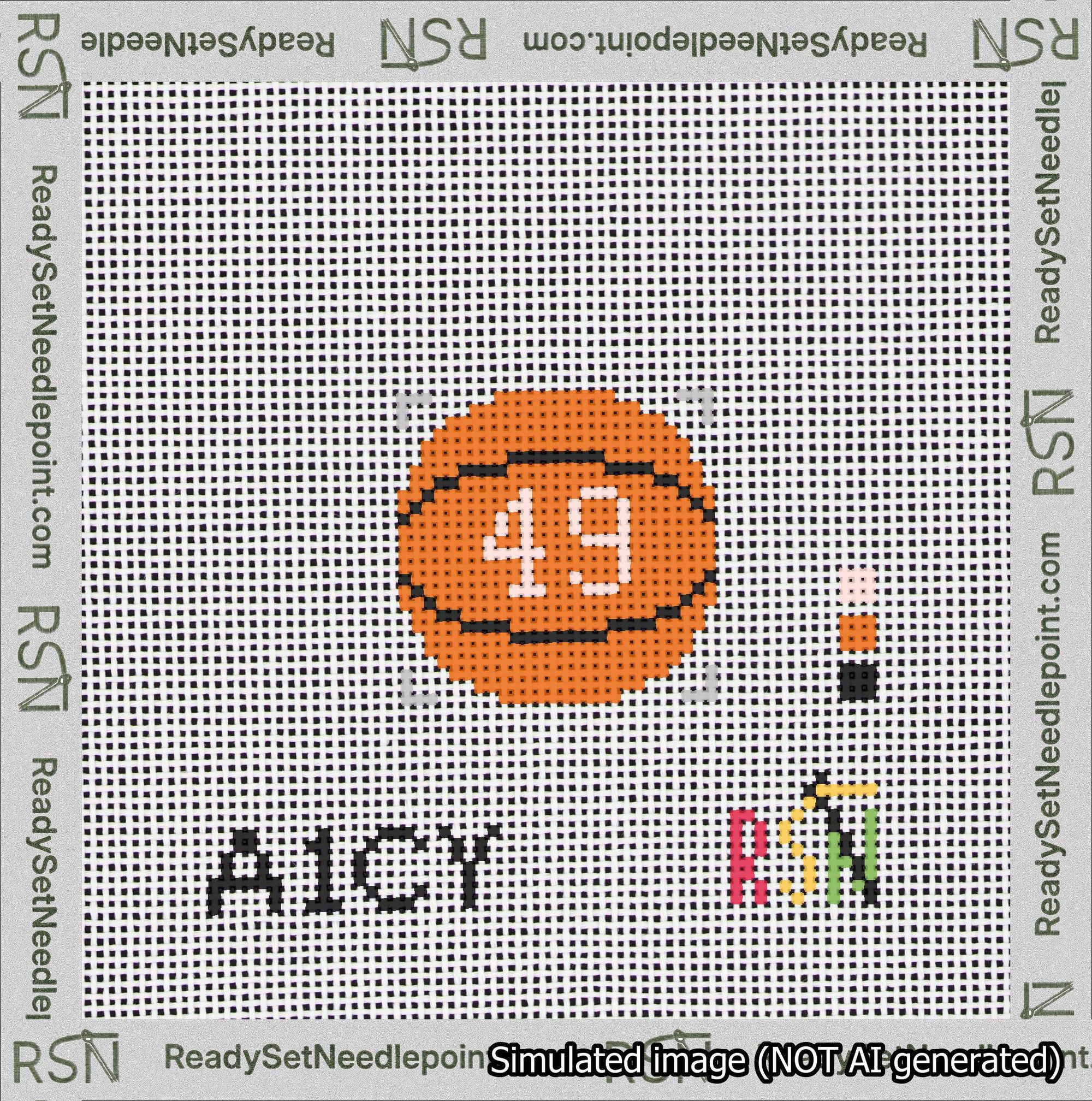 Basketball Bag Charm Pink 0-49 Needlepoint Canvas Design